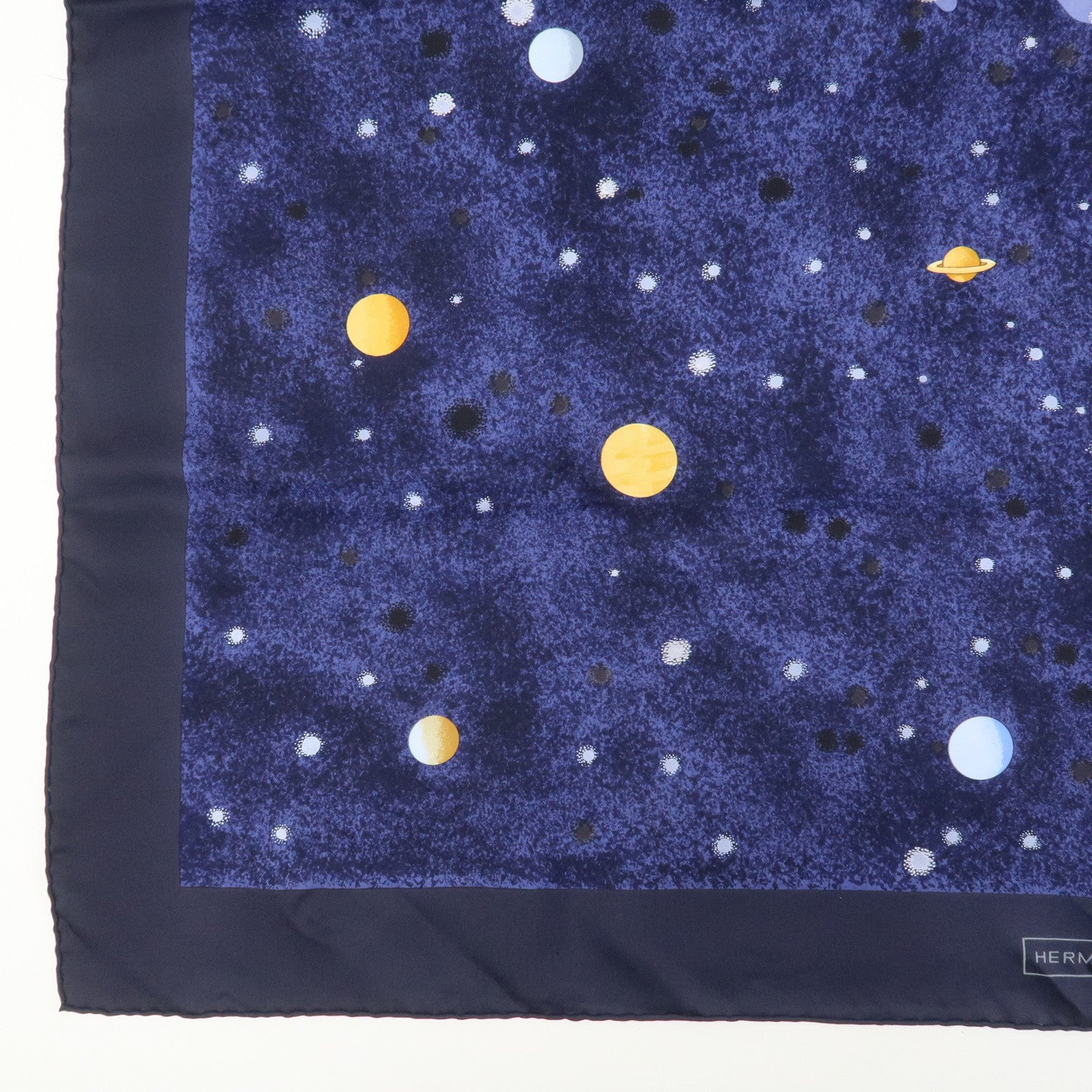 HERMES Carre 90 Silk 100% LA VOIE LACTEE Scarf Navy