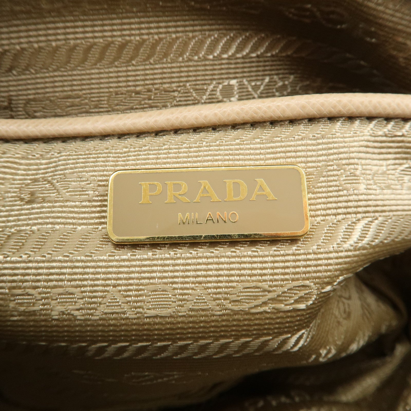 PRADA Logo Saffiano Leather Shoulder Bag Crossbody Bag Beige 1NF674 Used