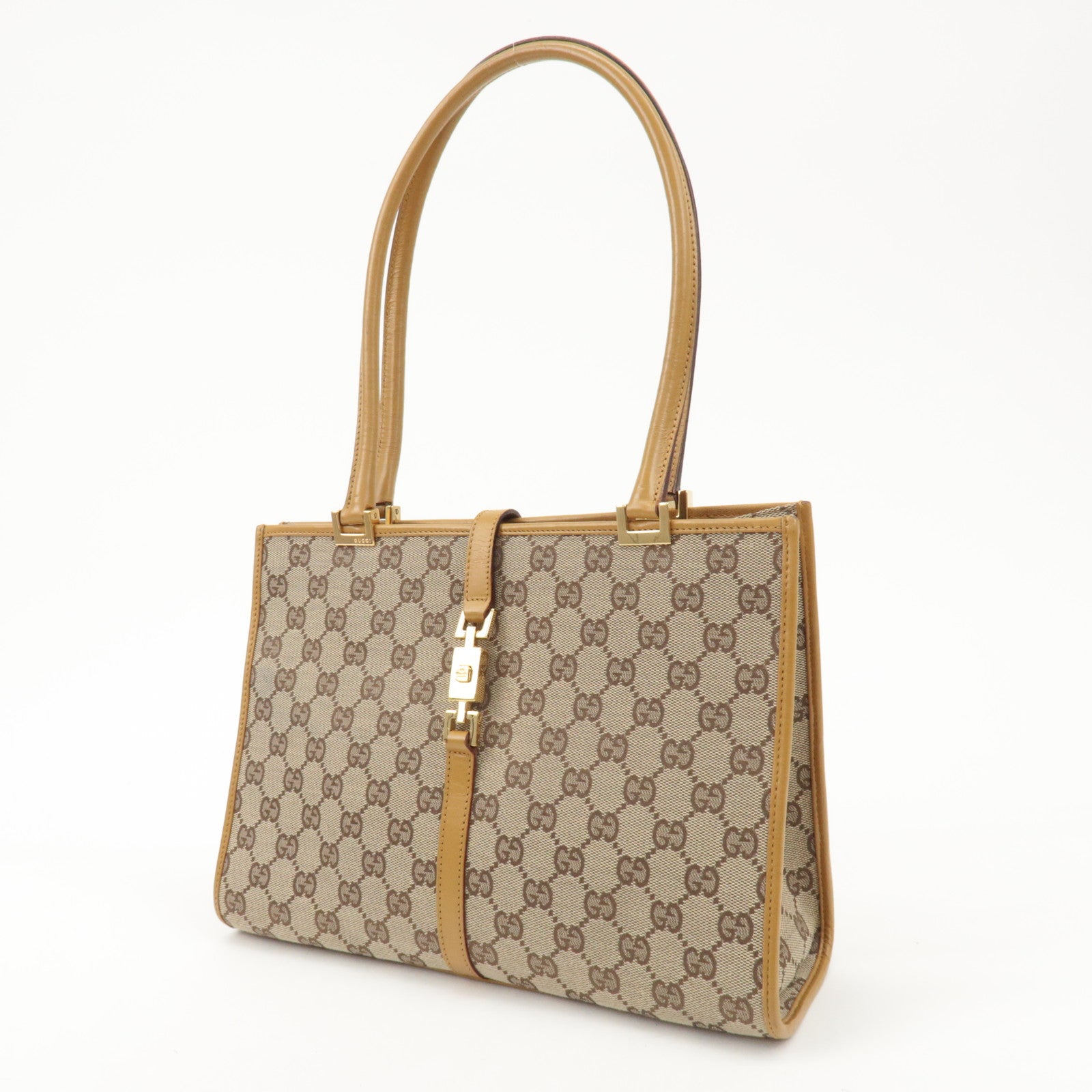 GUCCI Jackie Leather Shoulder Bag Tote Bag Beige 002.1073 Used