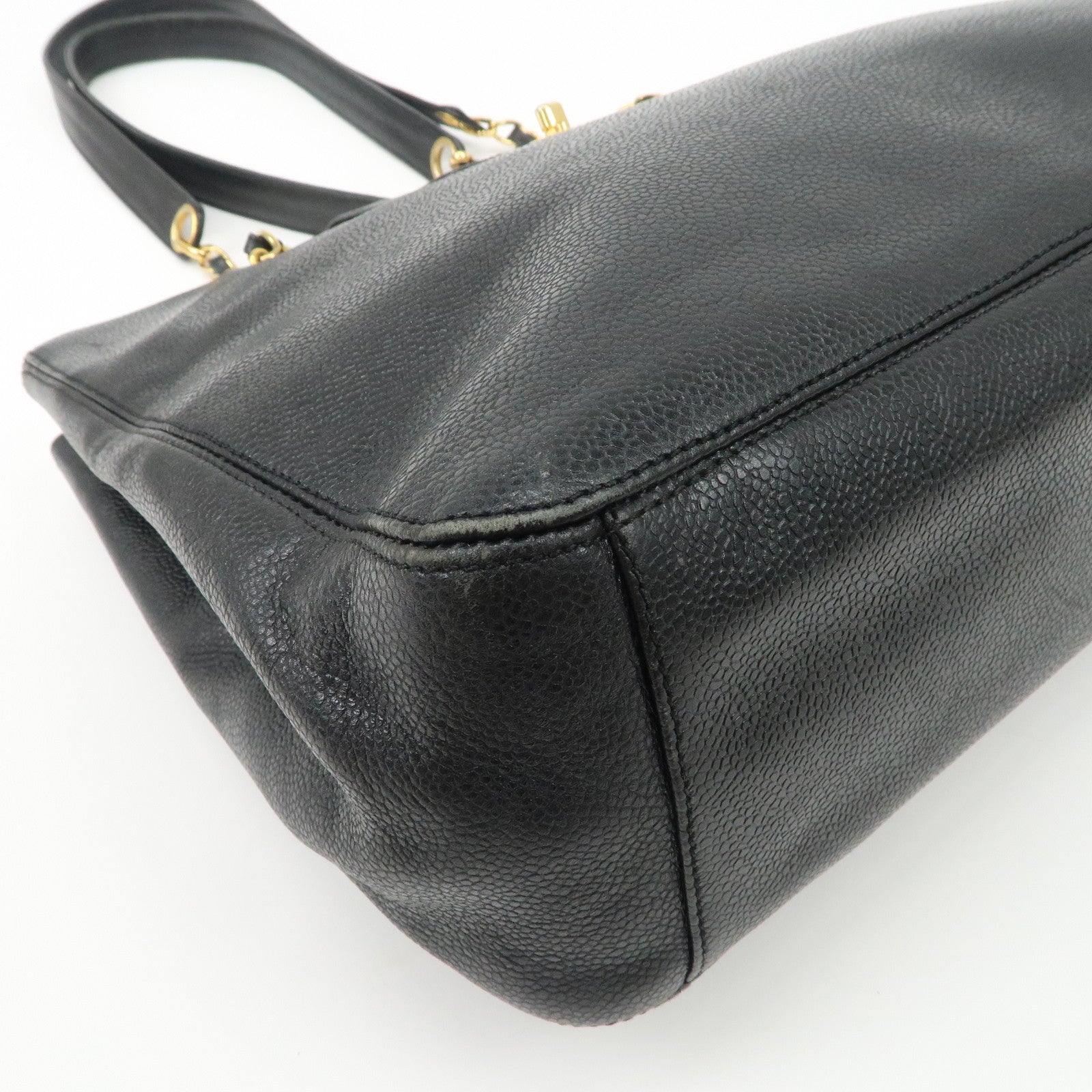 CHANEL Caviarskin Chain Tote Bag Shoulder Bag Black