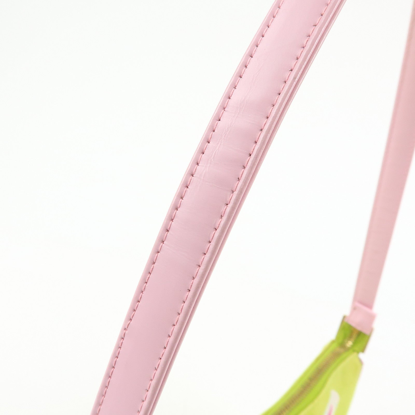 BVLGARI Nylon Leather Shoulder Bag Hand Bag Light Pink Light Green