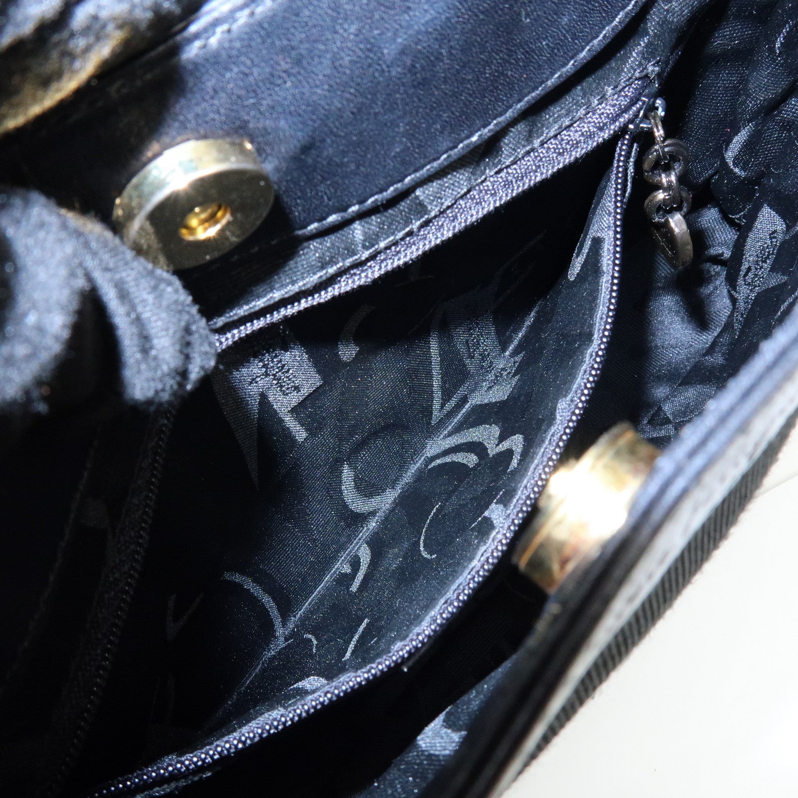 Ferragamo Vara Canvas Leather Shoulder Bag Hand Bag Black