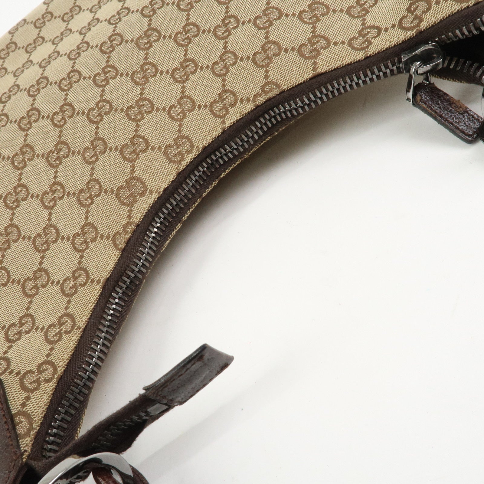 GUCCI GG Monogram Canvas Leather Shoulder Bag Beige Brown 115003