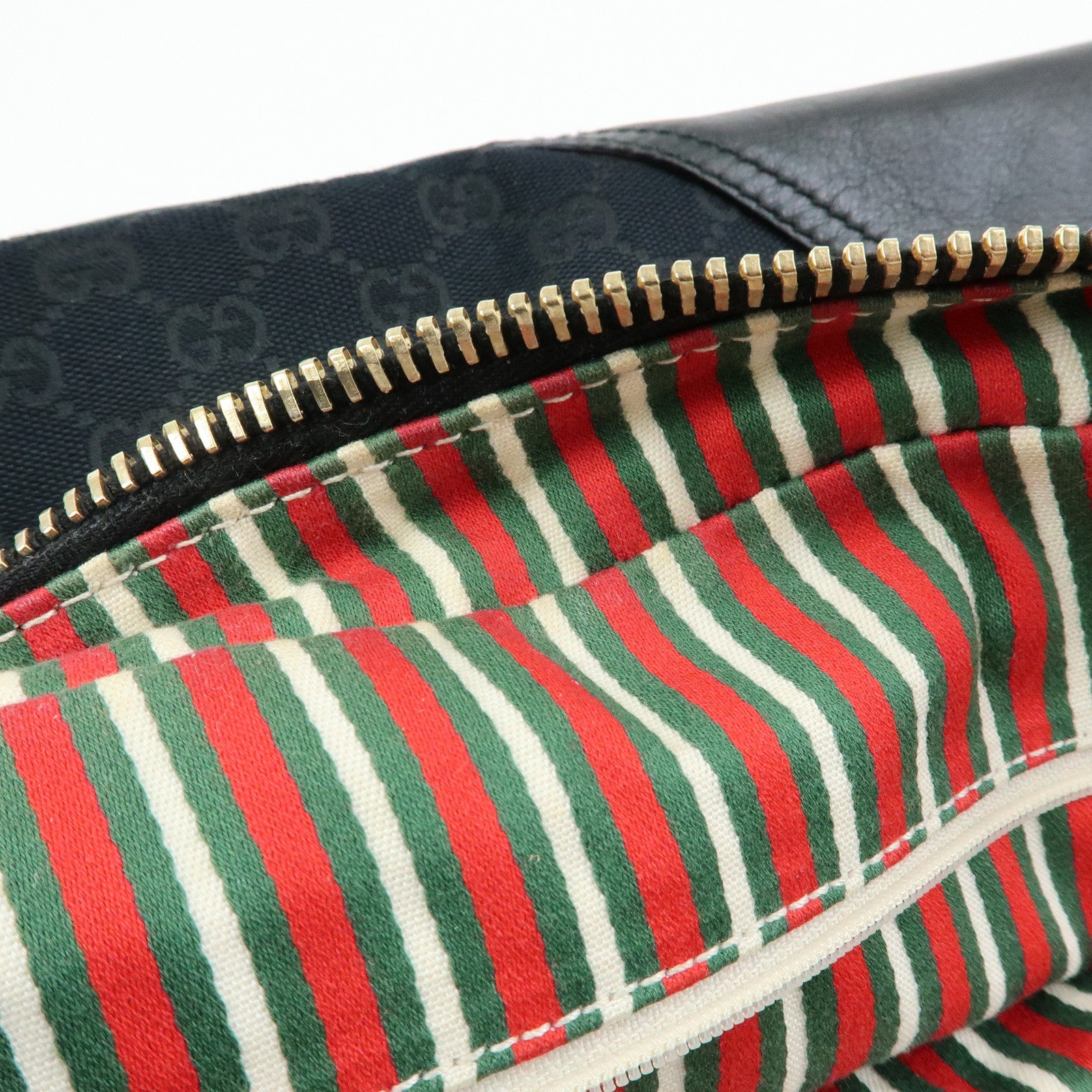 GUCCI Interlocking G Abbey GG Canvas Leather Tote Bag Black 169971