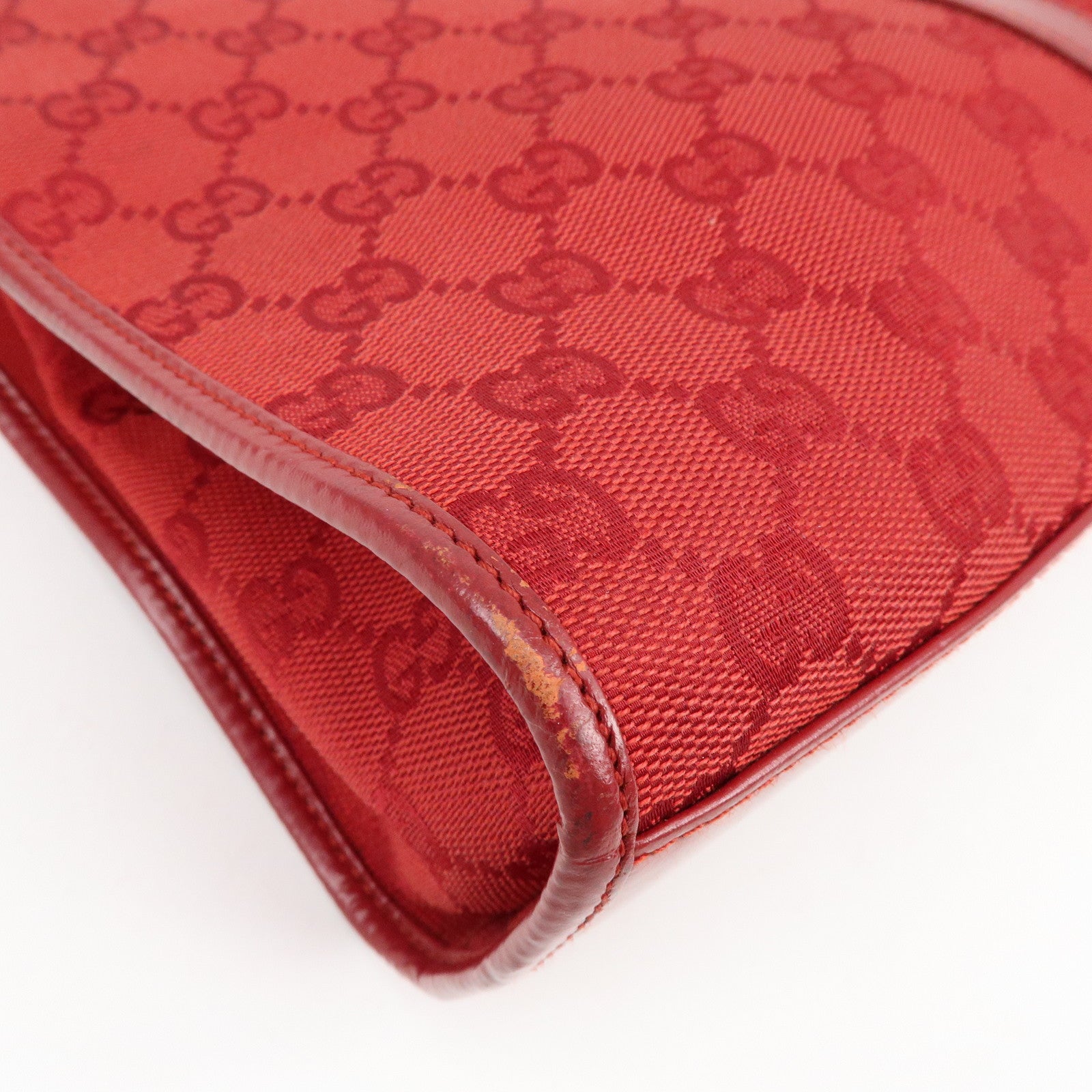 GUCCI Jackie GG Canvas Leather Shoulder Bag Tote Bag Red 002・1073