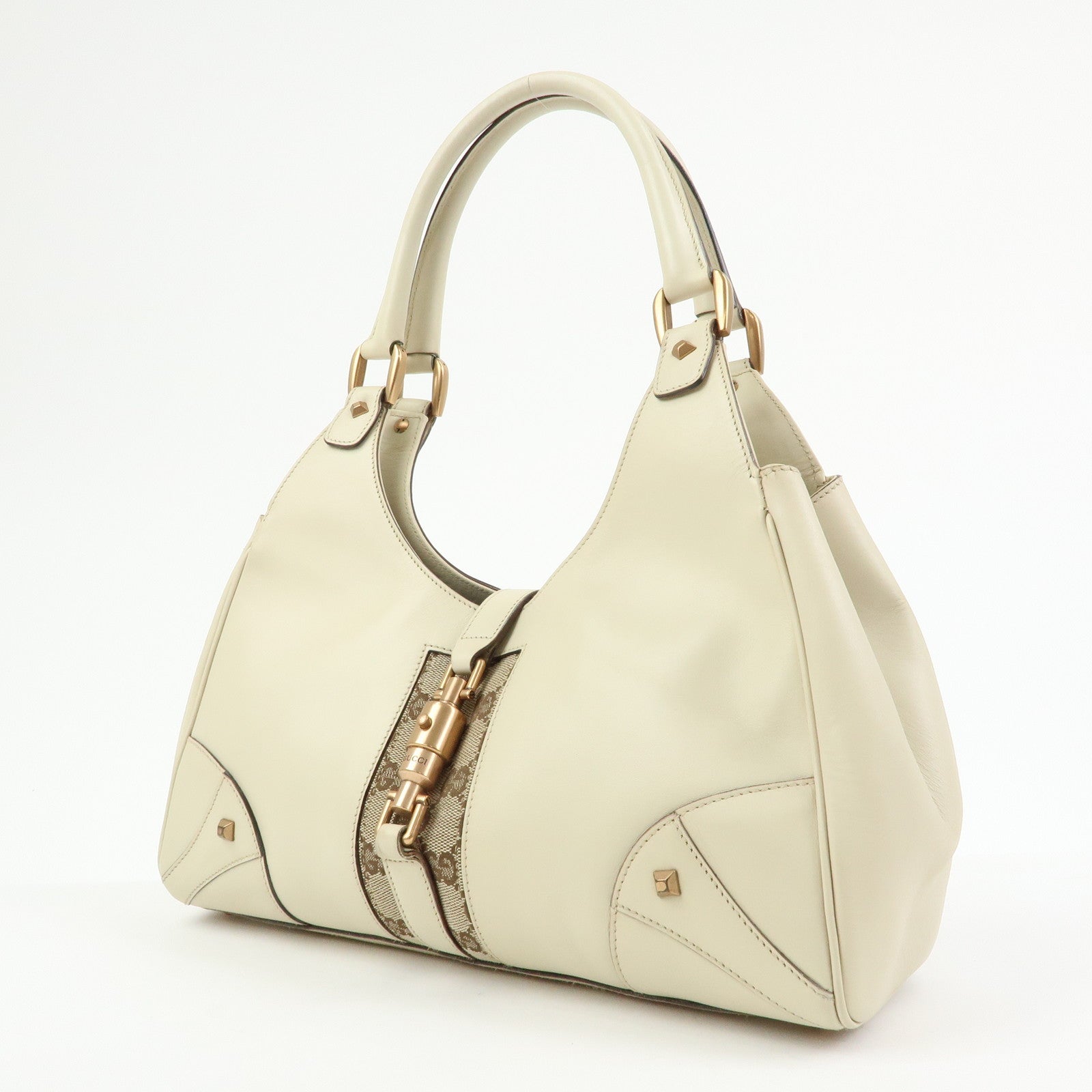GUCCI New Jackie GG Canvas Leather Shoulder Bag Hand Bag 124407