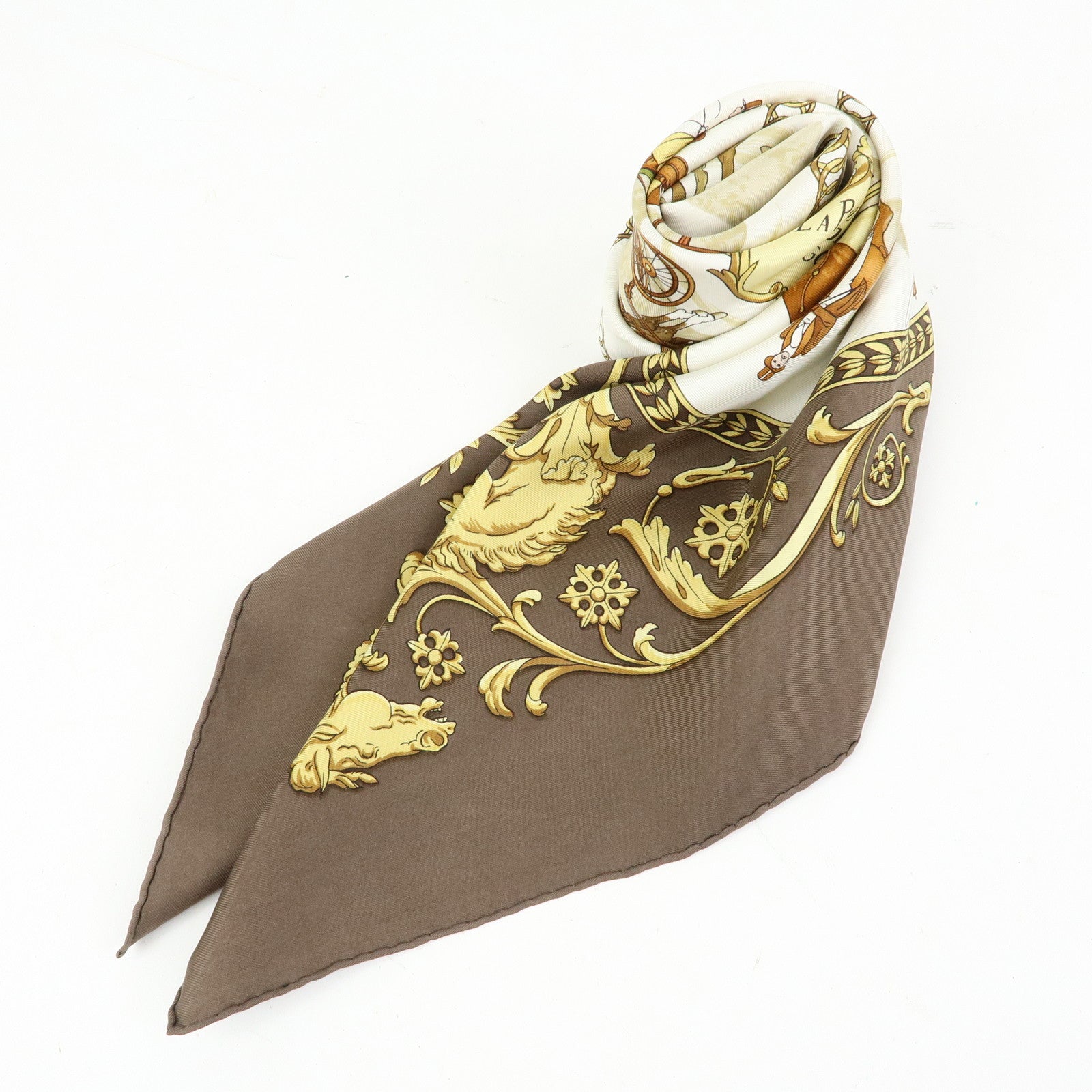 HERMES Carre 90 Silk 100% Scarf LA PROMENADE DE LONGCHAMPS