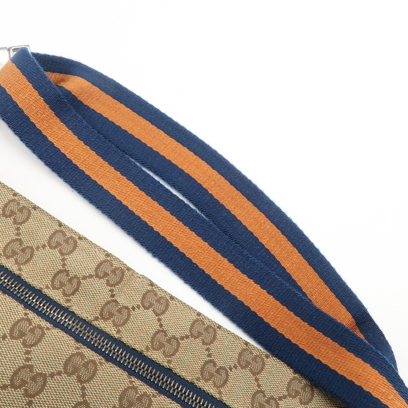 GUCCI Sherry GG Canvas Leather Waist Bag Crossbody Bag Brown 28566