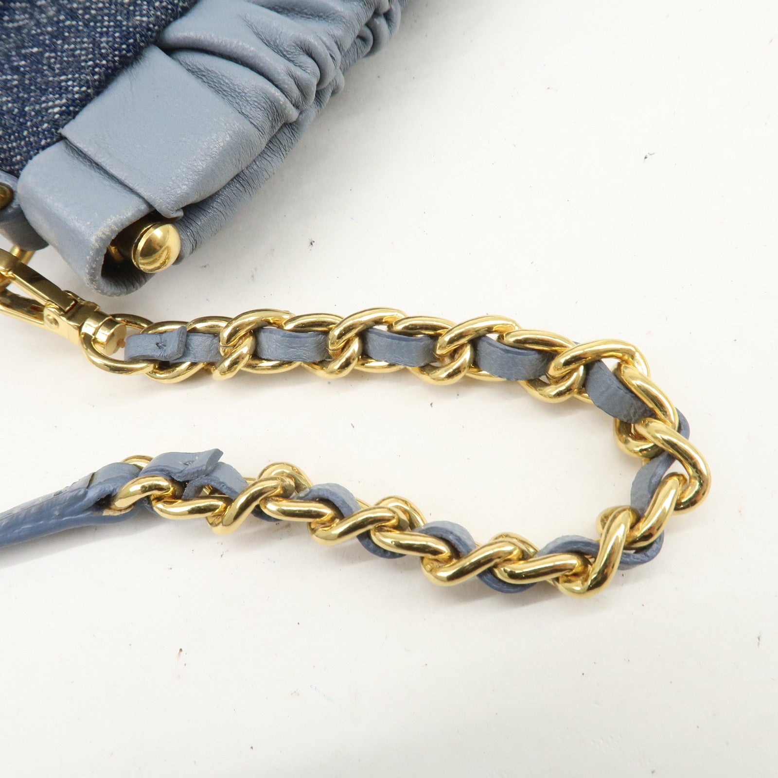 MIU MIU Patchwork Denim Leather 2Way Bag Hand Bag Shoulder Bag