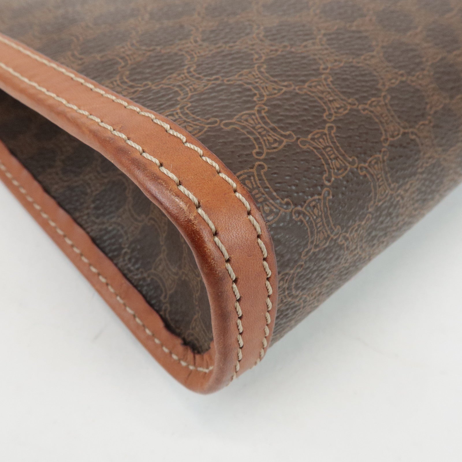 CELINE Macadam PVC Leather Clutch Bag Second Bag Brown
