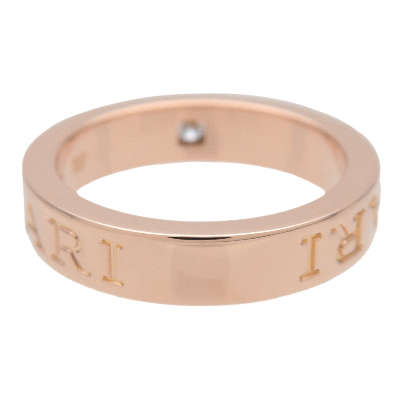 BVLGARI Double Logo 1P Daimond Ring K18 750PG Rose Gold US4.75-5