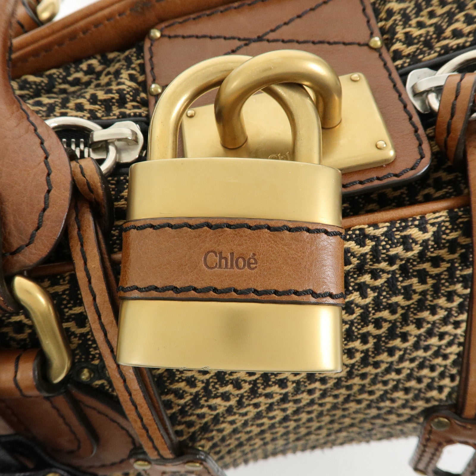 Chloe Paddington Medium Jacquard Leather Hand Bag Brown
