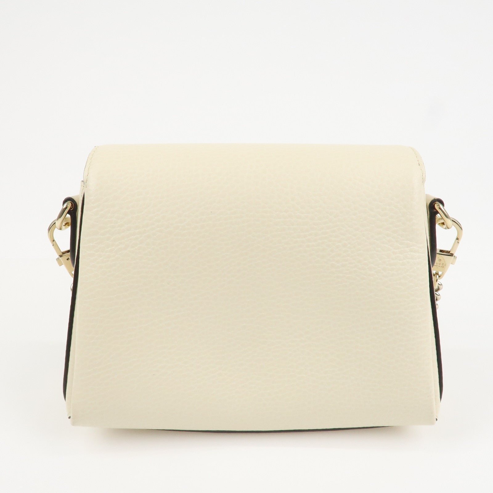 GUCCI Interlocking G Leather Chain Shoulder Bag Ivory Gold 240020 Used