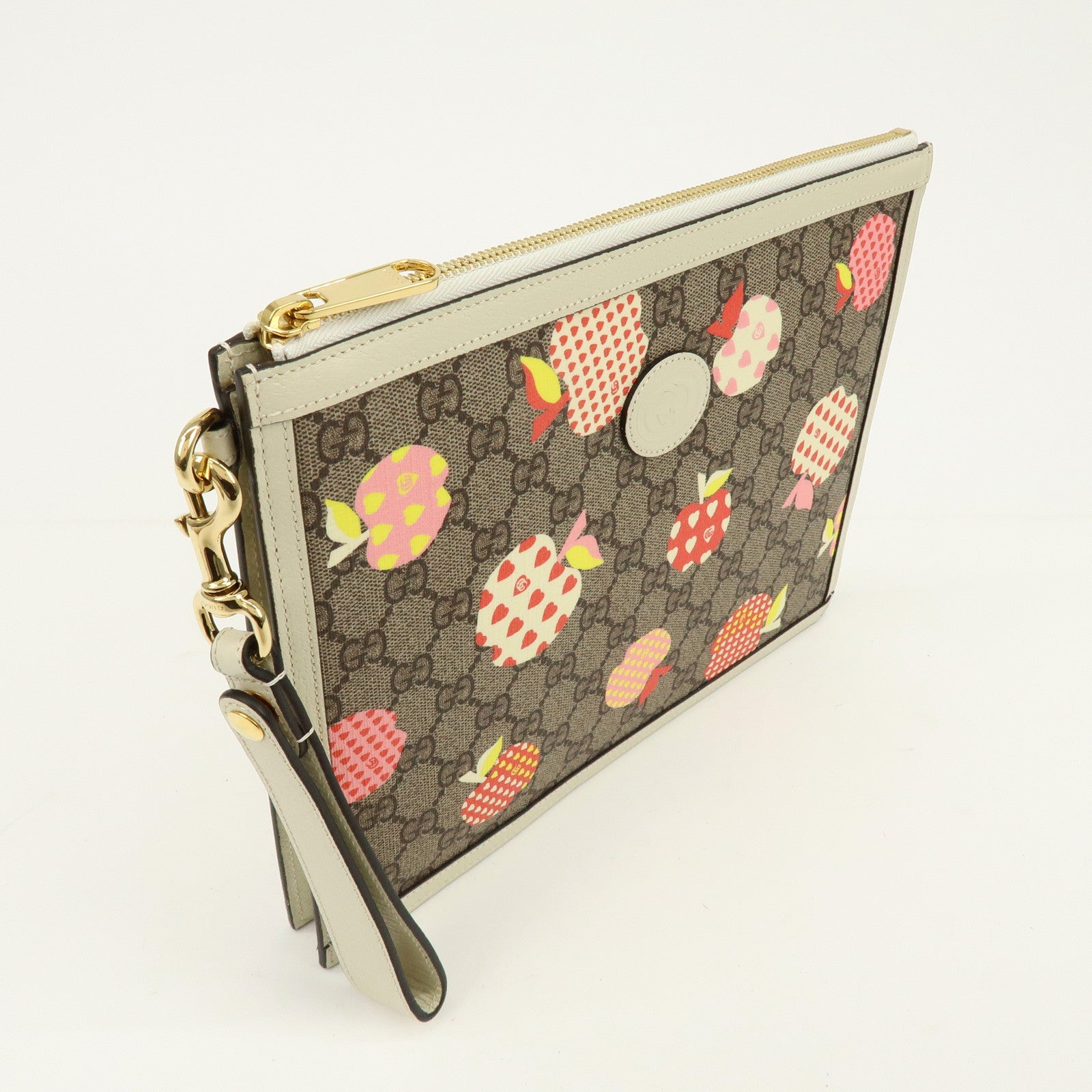 GUCCI Les Pommes Collection GG Supreme Leather Clutch Bag 664113