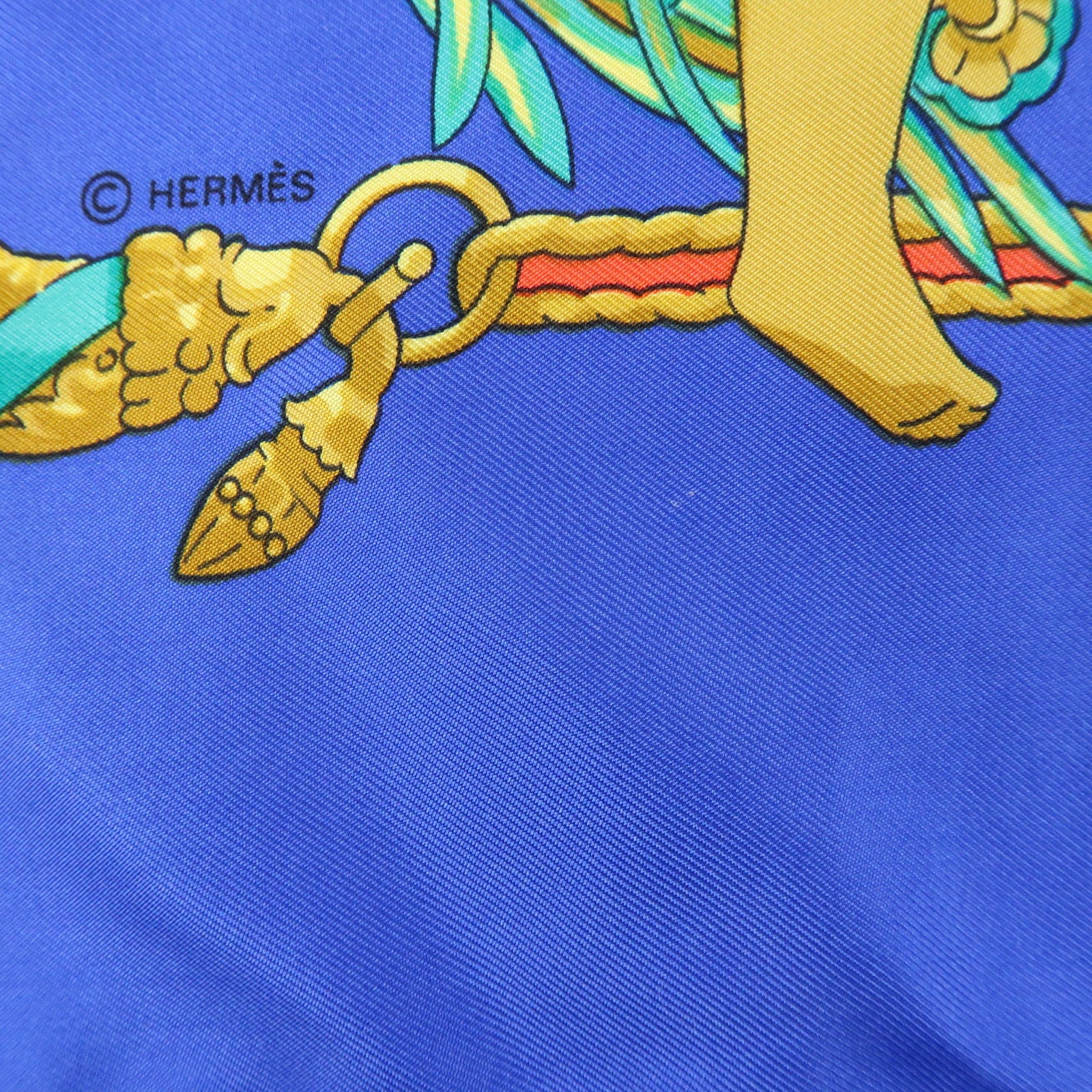 HERMES Carre 90 Silk 100% Scarf HOMMAGE A CHARLES GARNIER Blue