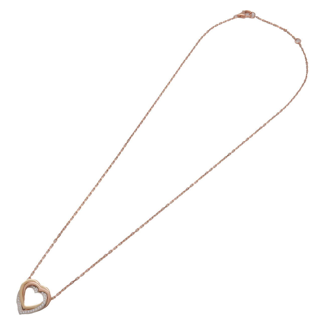 Cartier Trinity Diamond Heart Necklace K18 Yellow Rose White Gold