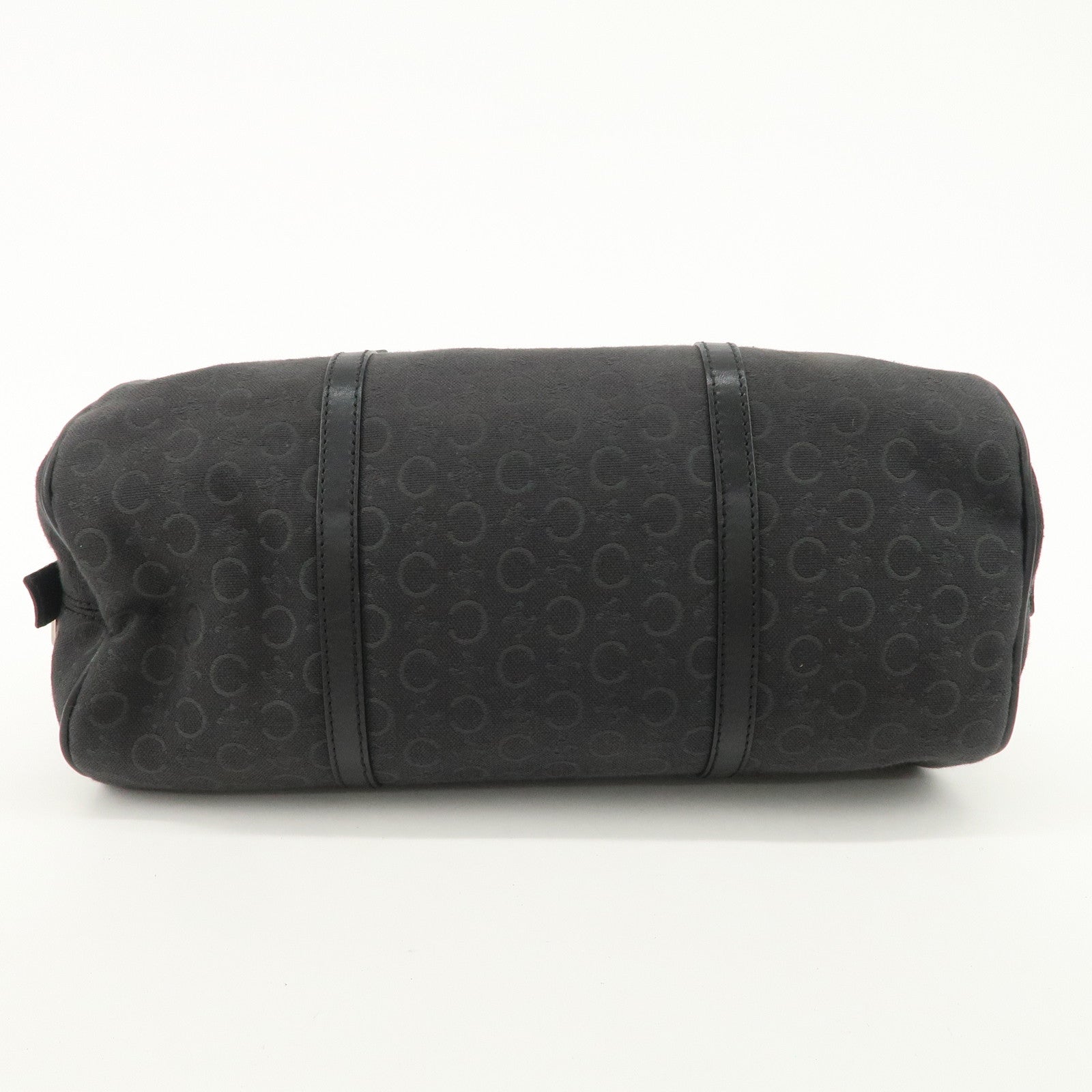 CELINE C Macadam Canvas Leather Mini Boston Bag Black