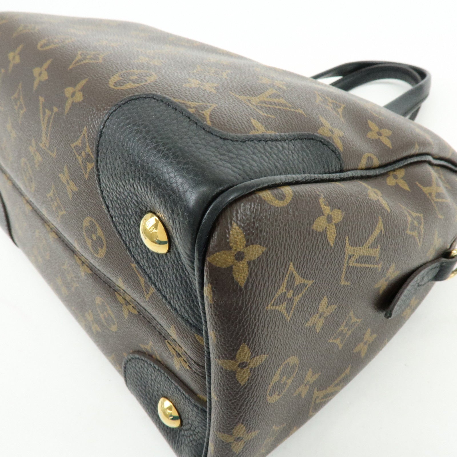 Louis Vuitton Monogram Canvas Leather Retiro Hand Bag Brown M50058