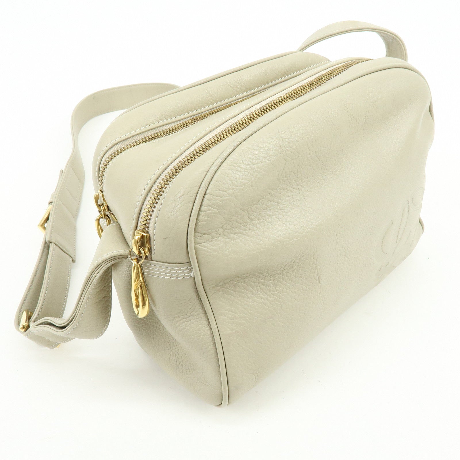 LOEWE Anagram Leather Shoulder Bag Crossbody Bag Ivory