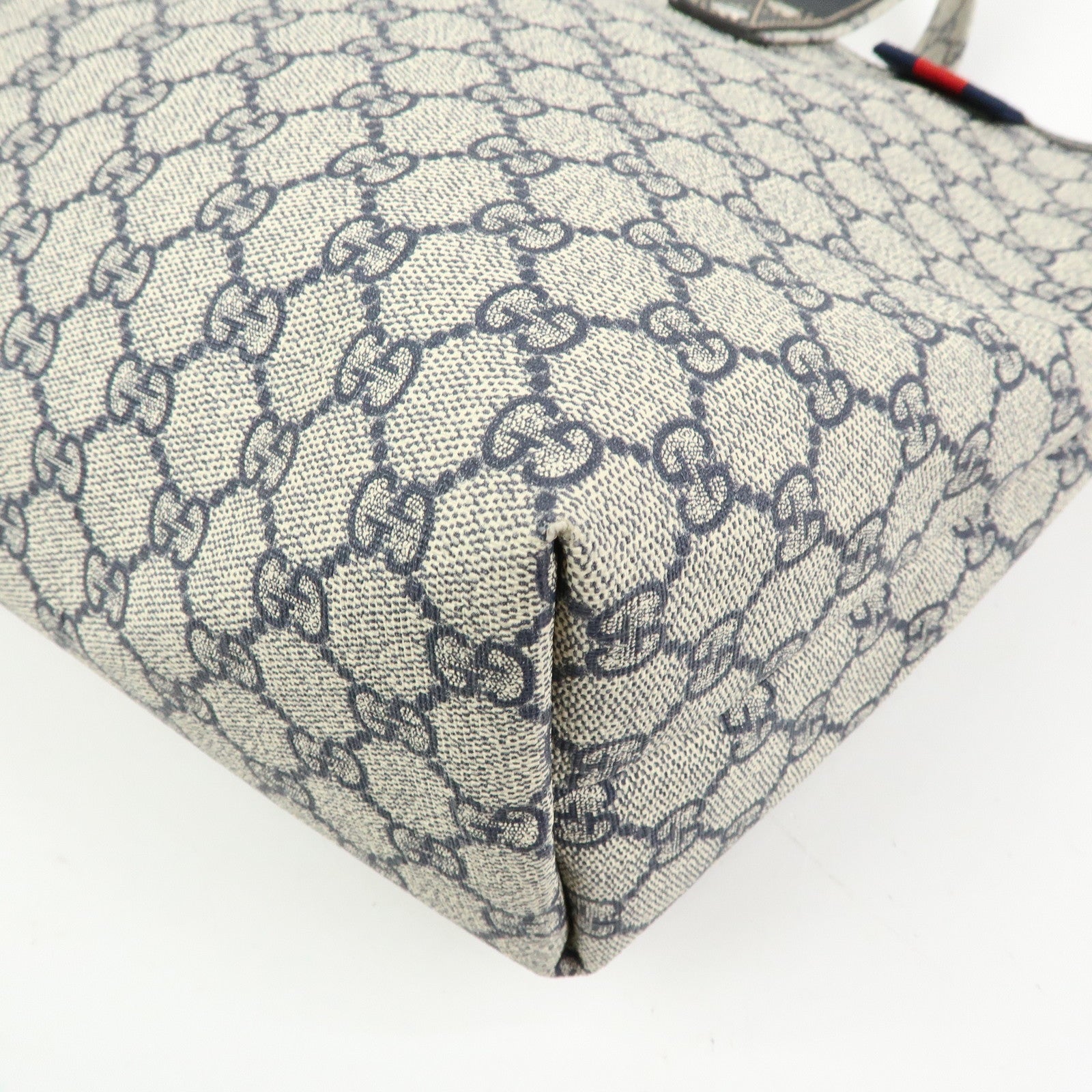 GUCCI Sherry GG Supreme PVC Leather Tote Bag Navy Black 211134