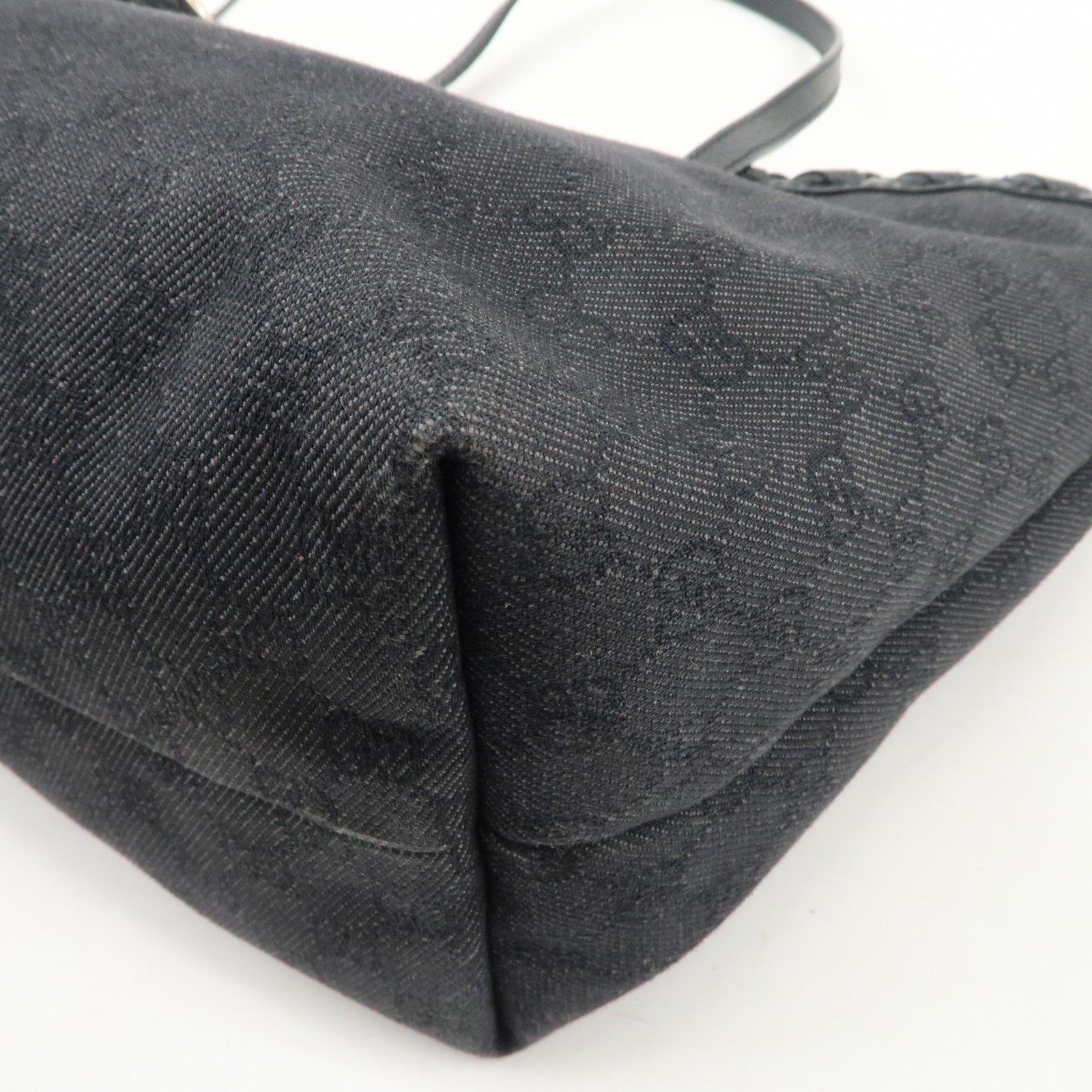 GUCCI Bamboo GG Canvas Leather Tote Bag Tassel Black 354665