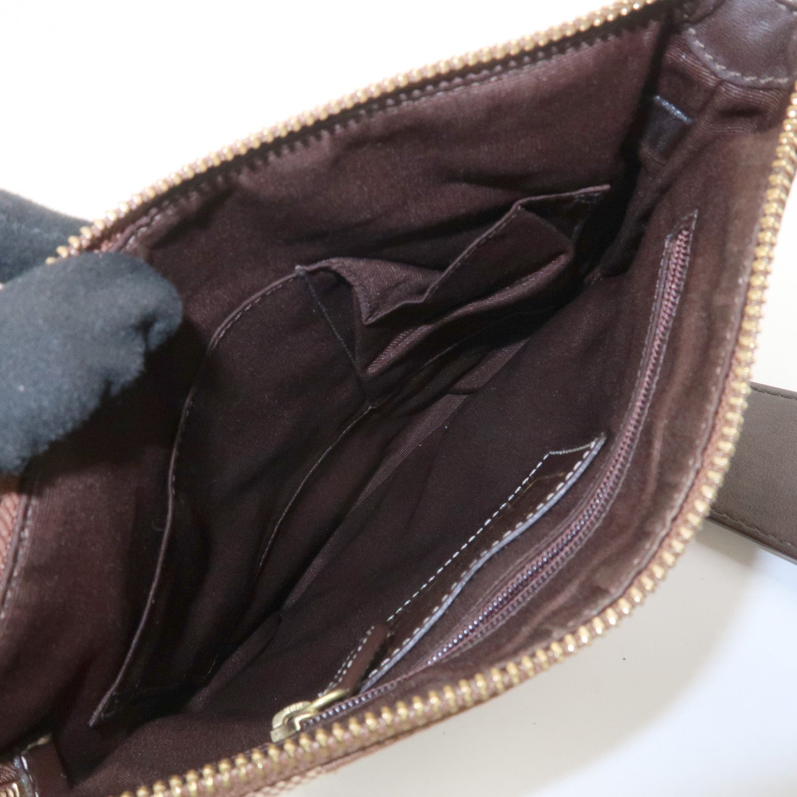 COACH Signature Canvas Leather Shoulder Crossbody Bag Beige Brown