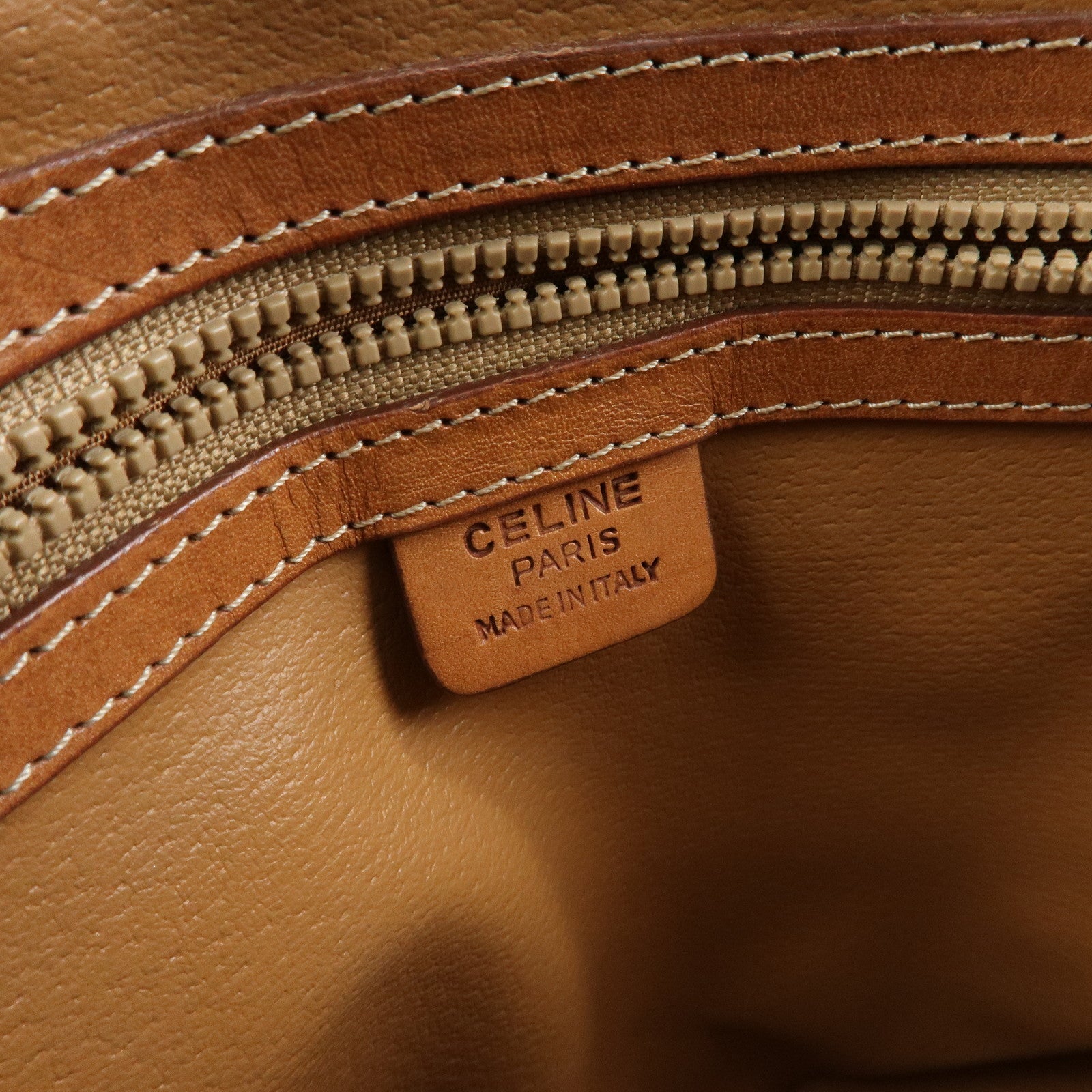 CELINE Macadam Leather 2WAY Bag Hand Bag Shoulder Bag Brown