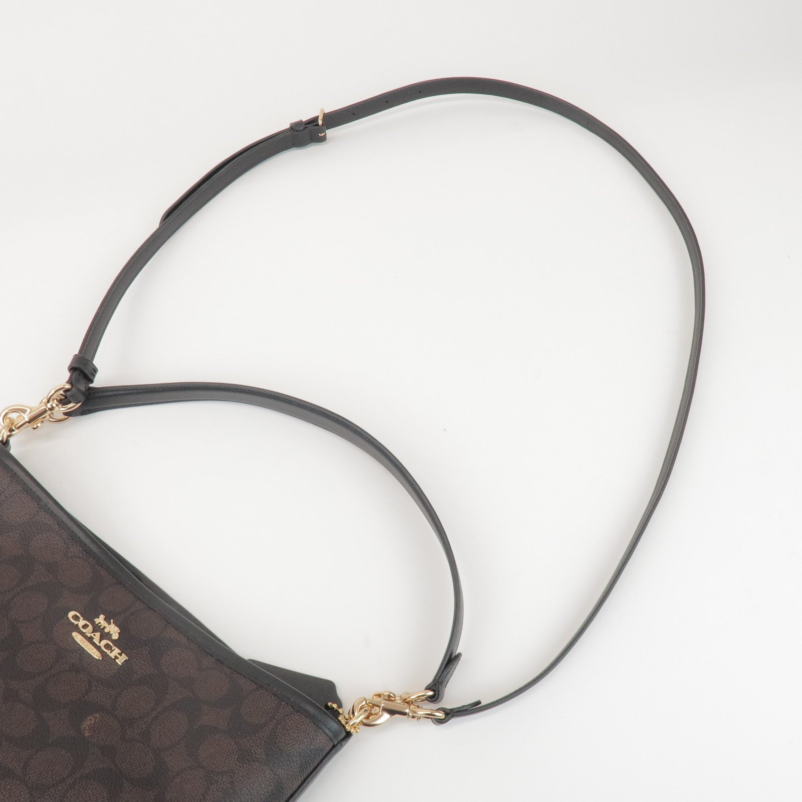 COACH Signature City PVC Leather 2Way Shoulder Bucket Bag Brown