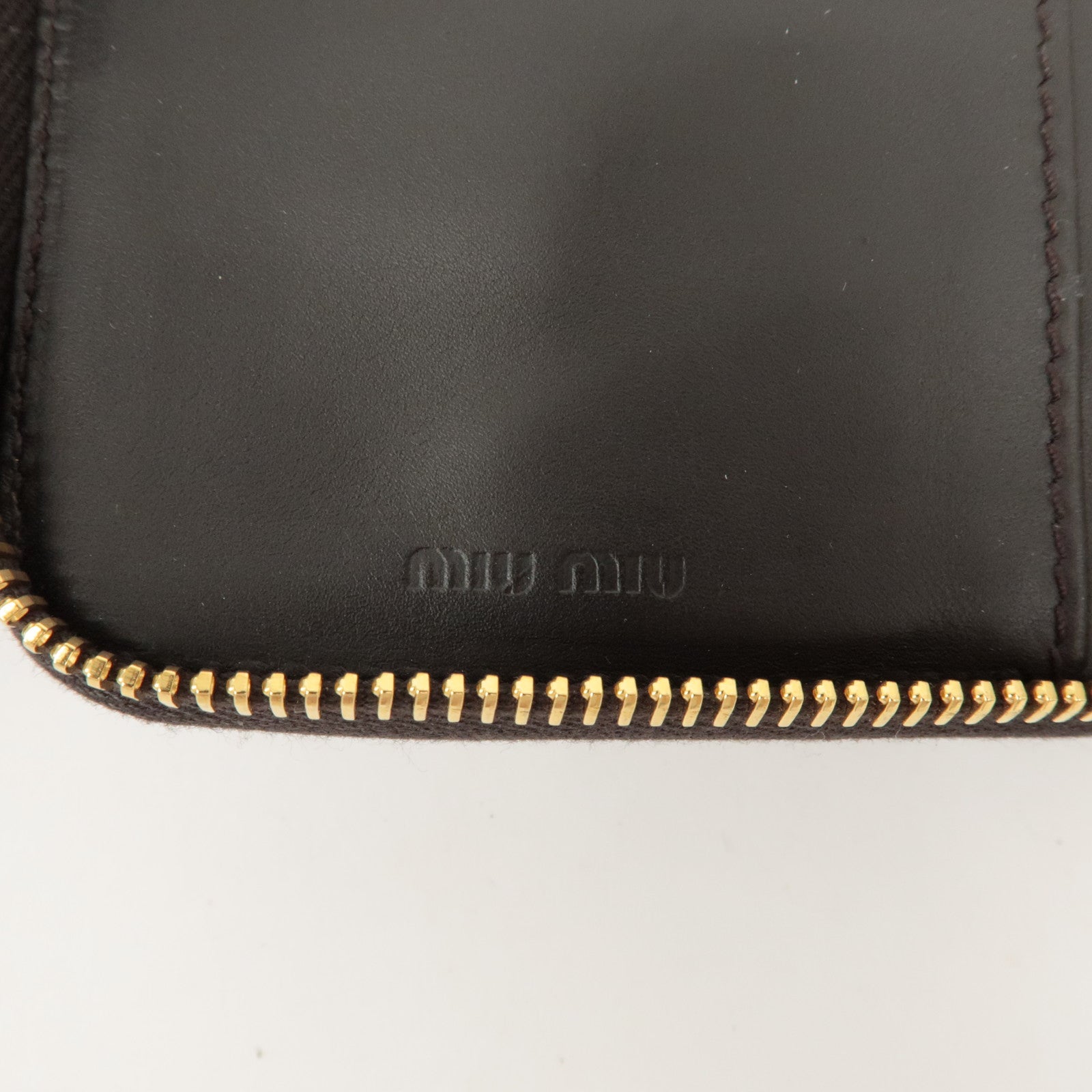 MIU MIU Logo Leather Agenda Panner Cover Gold HDW Black Used