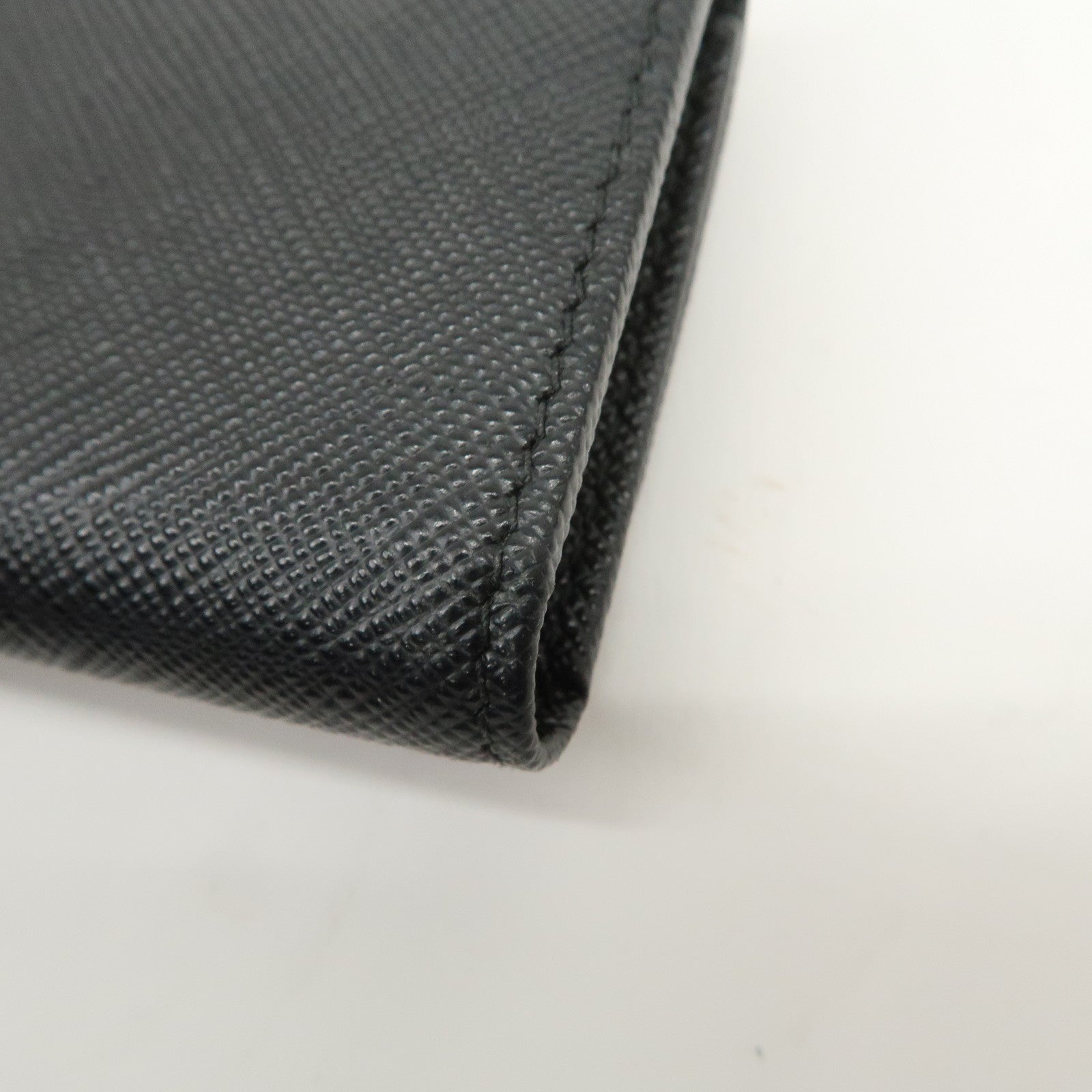 PRADA Logo Saffiano Leather 4 Rings Key Case Black 1PG004
