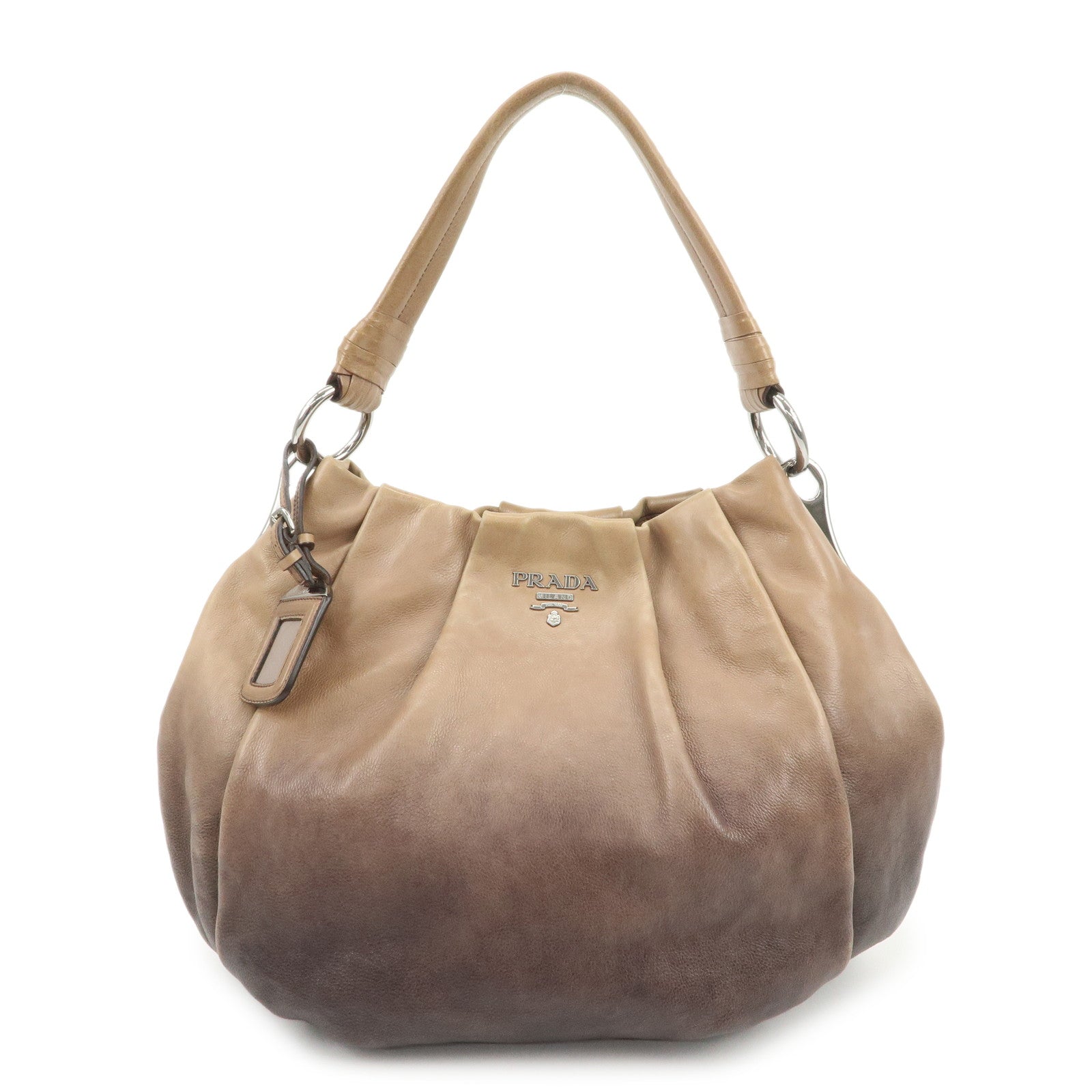 PRADA Leather Gradation Shoulder Bag Brown BR4070