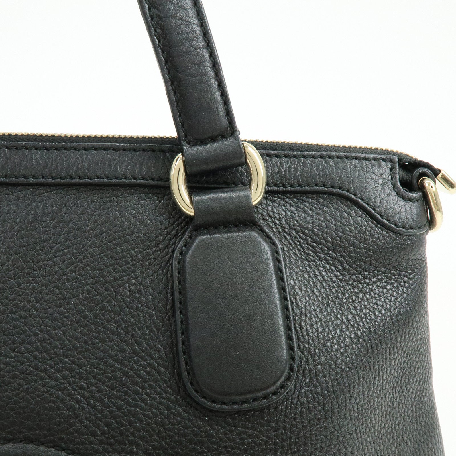 GUCCI SOHO Interlocking G Leather Tote Bag Hand Bag Black 308362