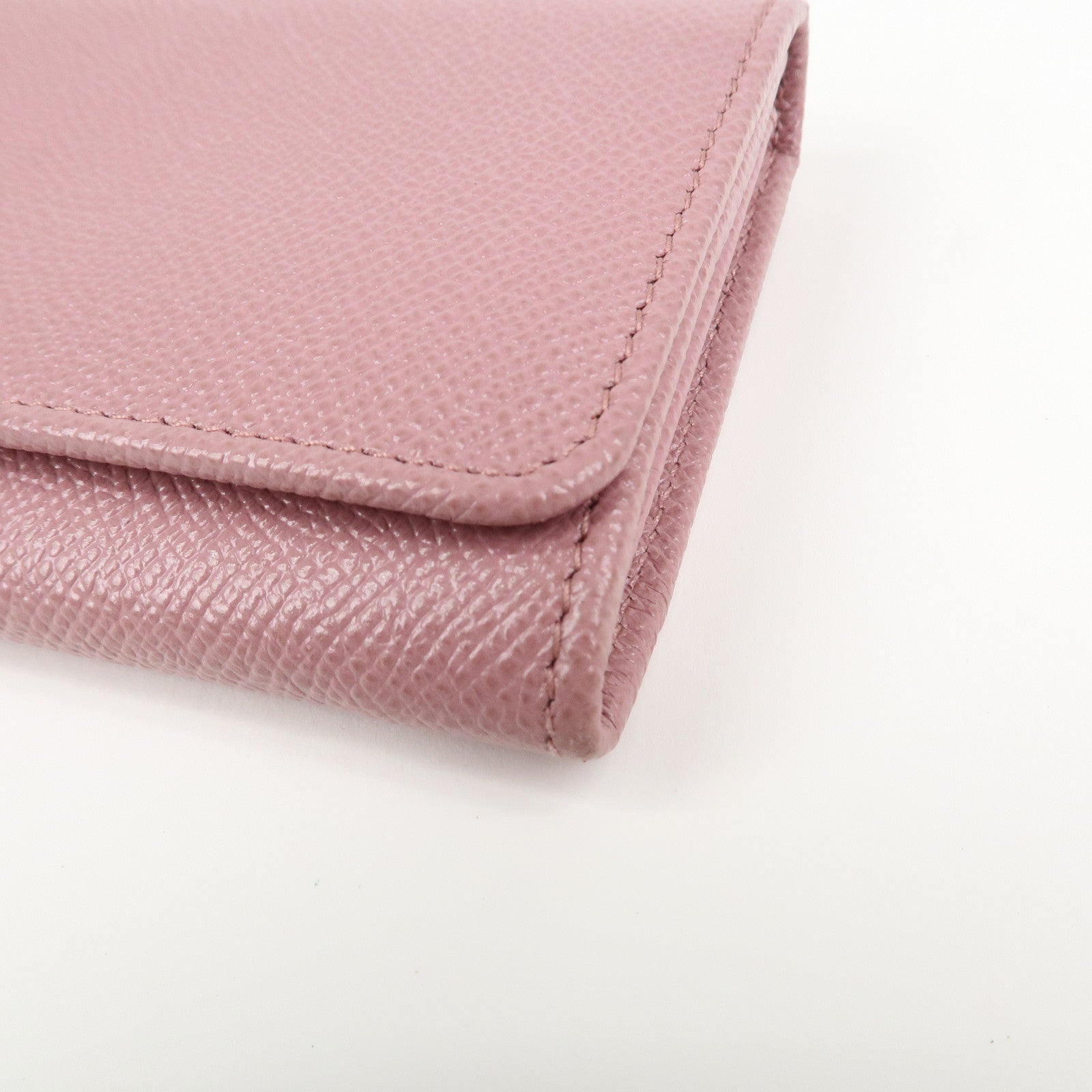 BVLGARI Logo Leather Bi-Fold Long Wallet Light Purple