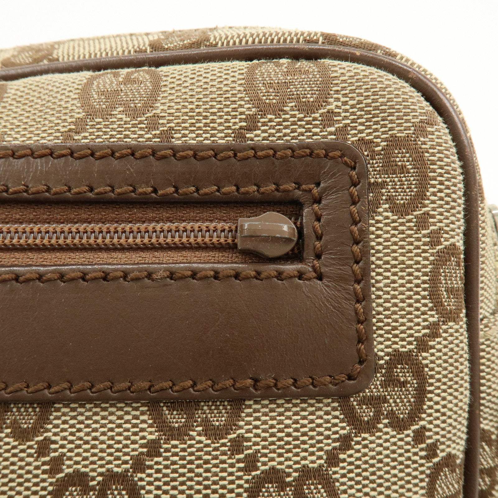 GUCCI GG Canvas Leather Shoulder Bag Crossbody Bag Brown 92551