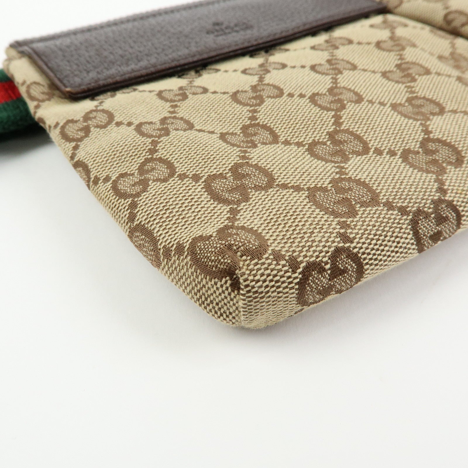 GUCCI Sherry GG Canvas Waist Pouch Body Bag Beige Brown 28566