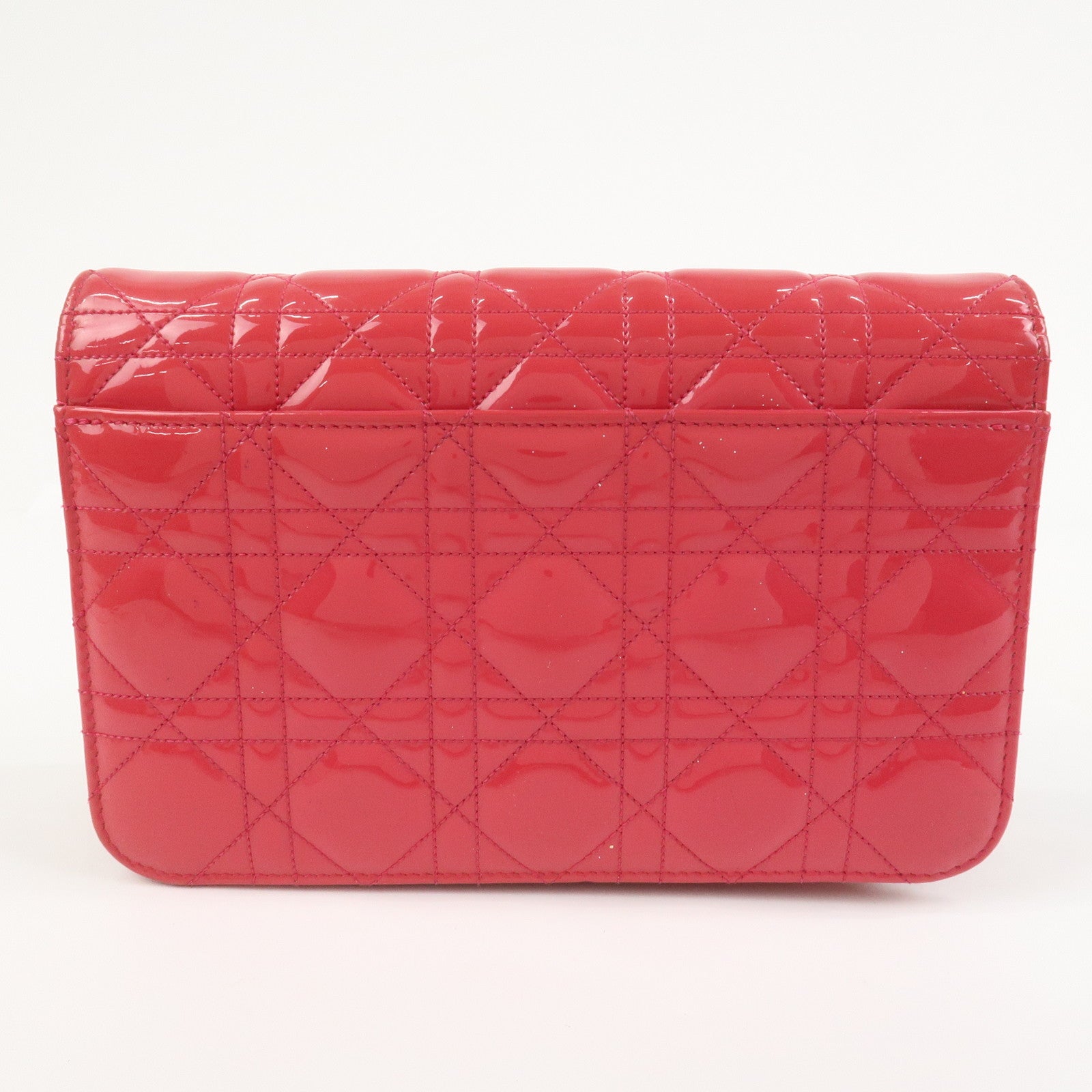 Christian Dior Cannage New Lock Patent Leather Chain Shoulder Bag