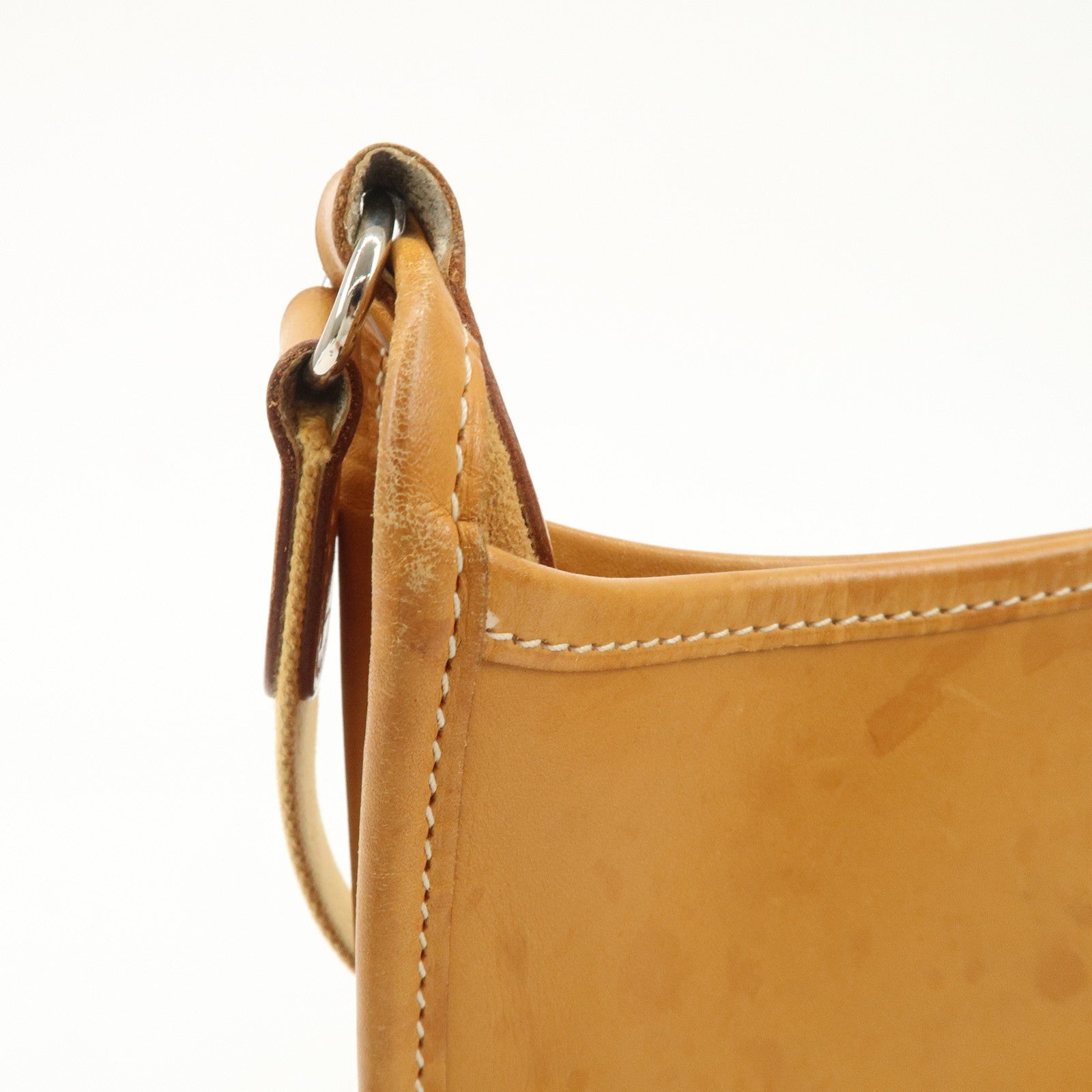 HERMES Leather Vespa PM J Engraved Shoulder Bag Brown Silver HDW