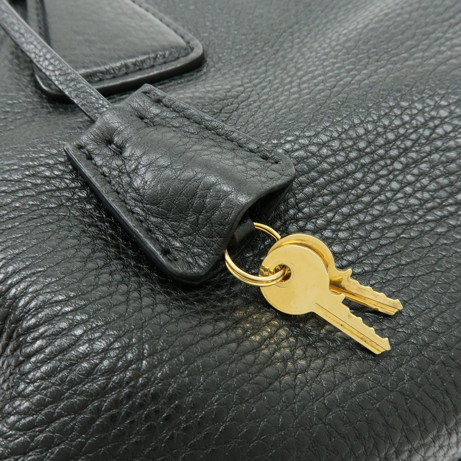 PRADA Vitello Daino Leather Shoulder Bag Hand Bag Black B3091M