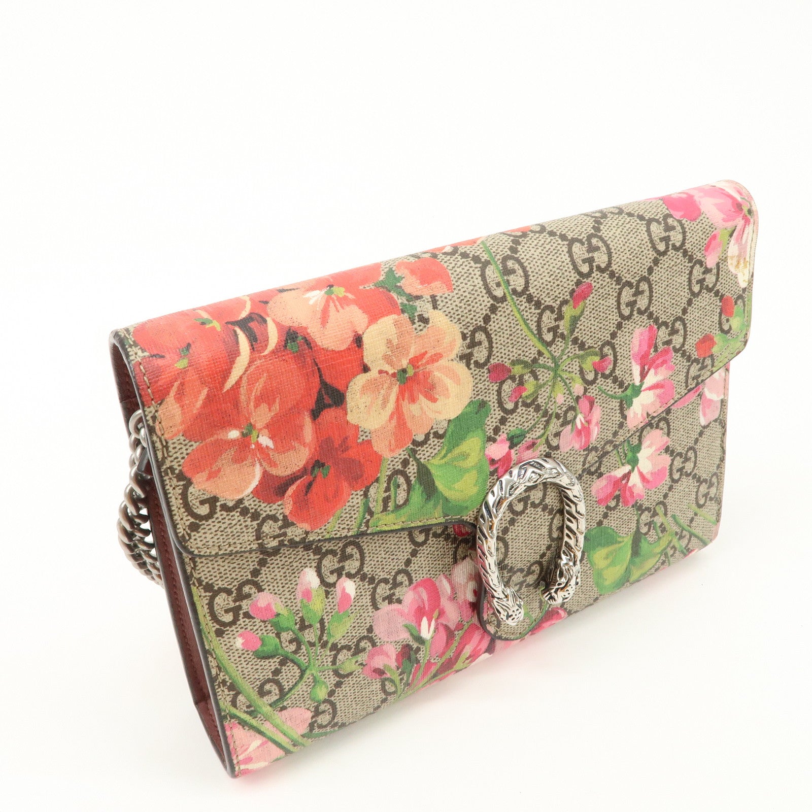 GUCCI Dionysus GG Supreme Chain Shoulder Bag Flower Beige 401231