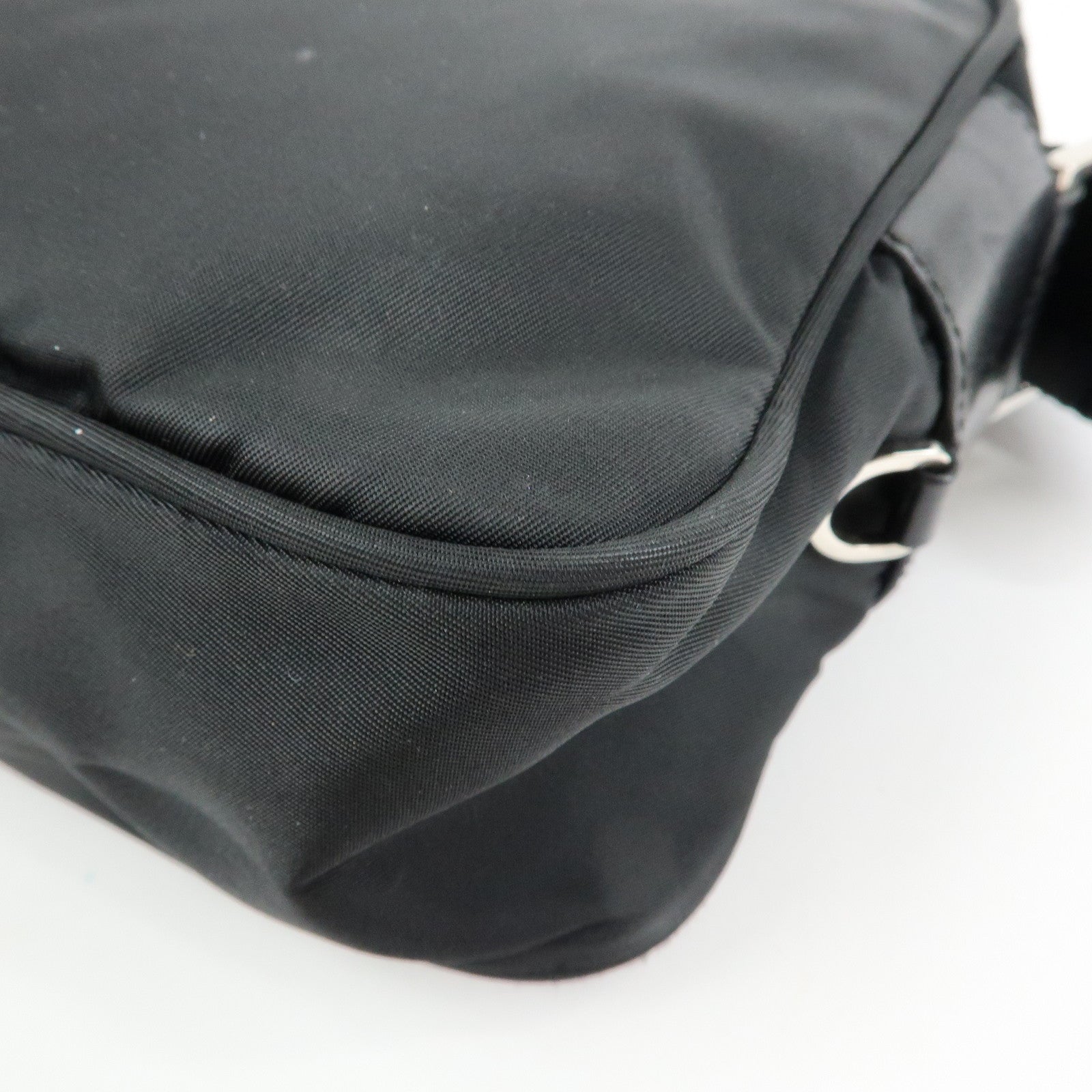 PRADA Triangle Logo Nylon Shoulder Bag Crossbody Bag Black BT0166