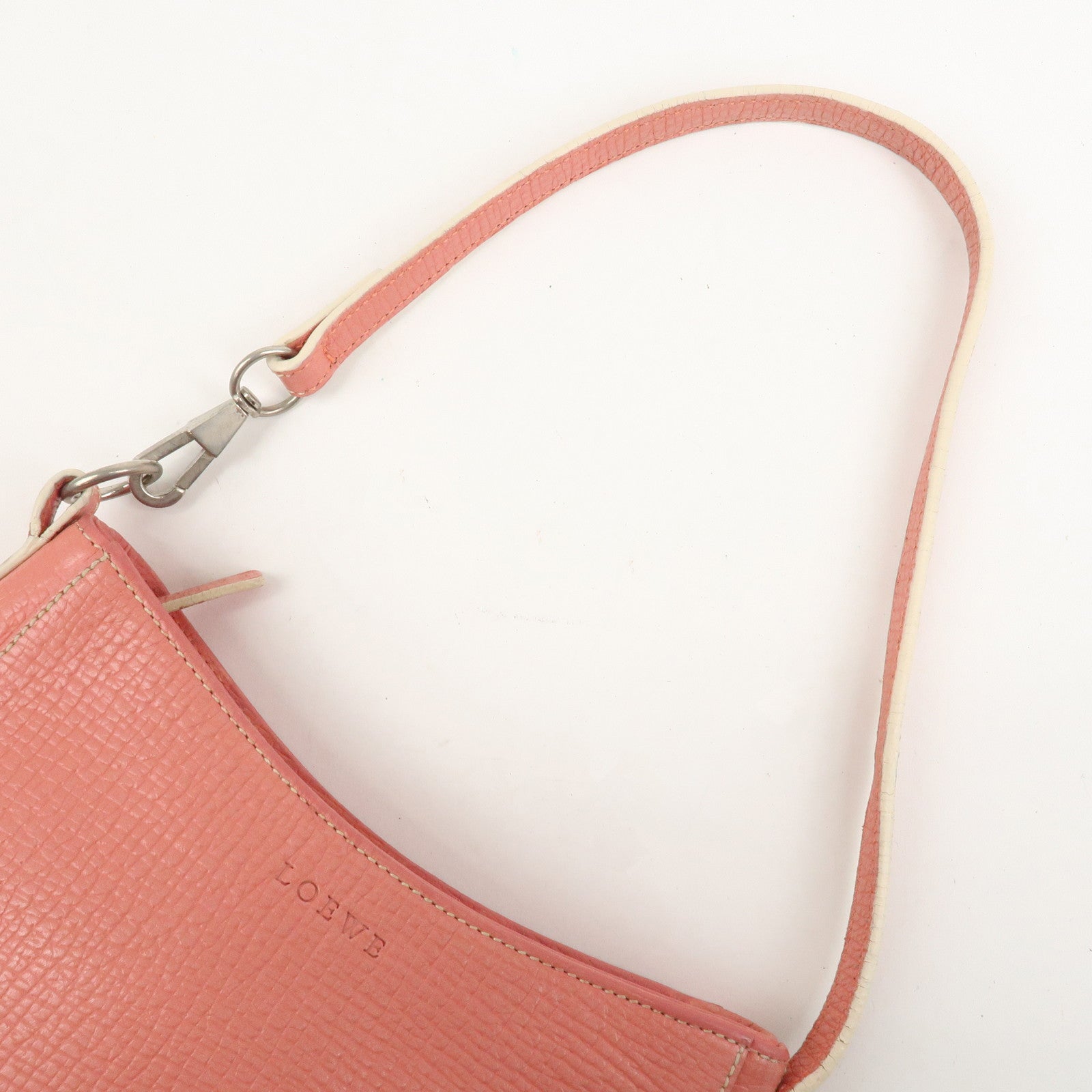 LOEWE Leather Shoulder Bag Hand Bag Pink Silver Hardware