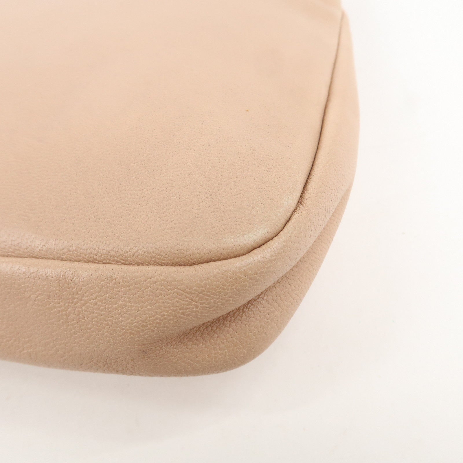 JIMMY CHOO Studs Leather Clutch Bag Hand Bag Pink Beige