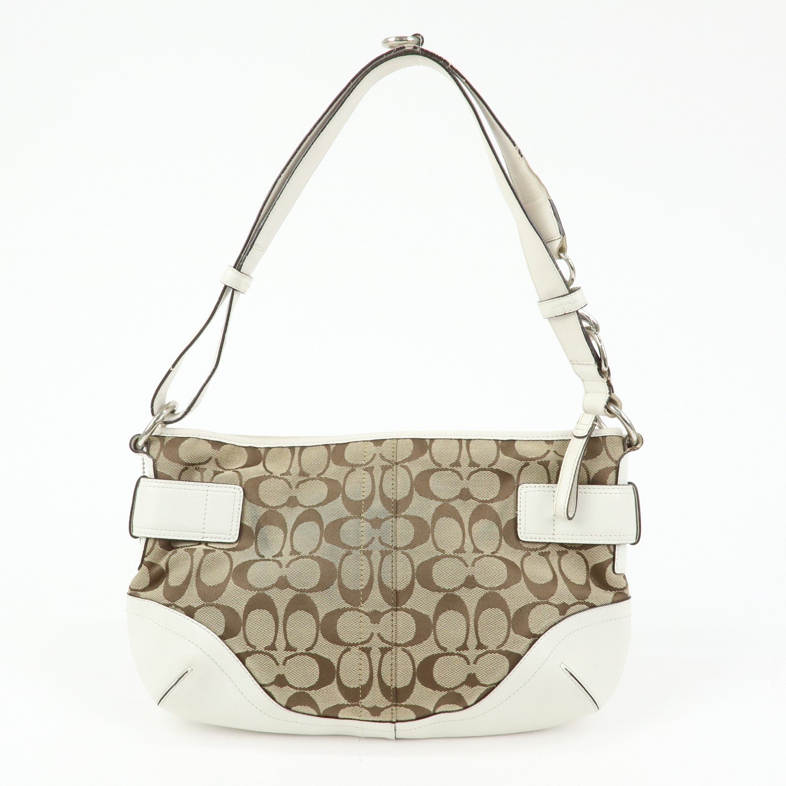 COACH Signature Set of 2 Canvas Leather Shoulder Bag Brown White