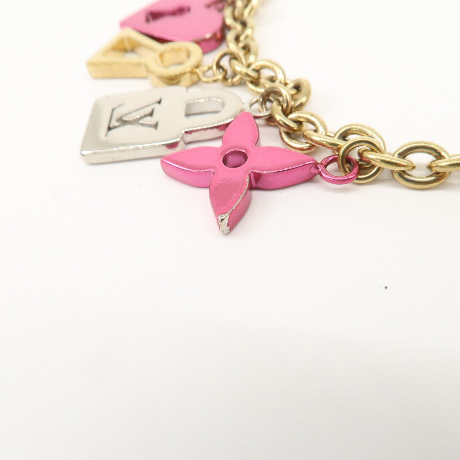 Louis Vuitton Bijou Sac Chenne Love Lock Key Charm Gold Pink M67437 Used