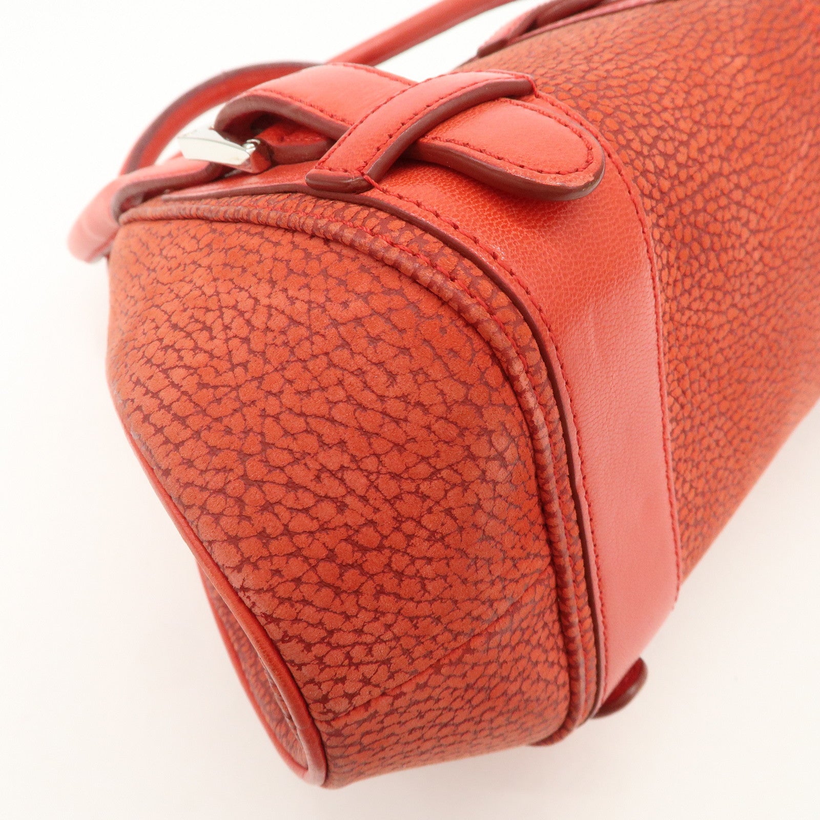 LOEWE Logo Senda Leather Shoulder Bag Hand Bag Red