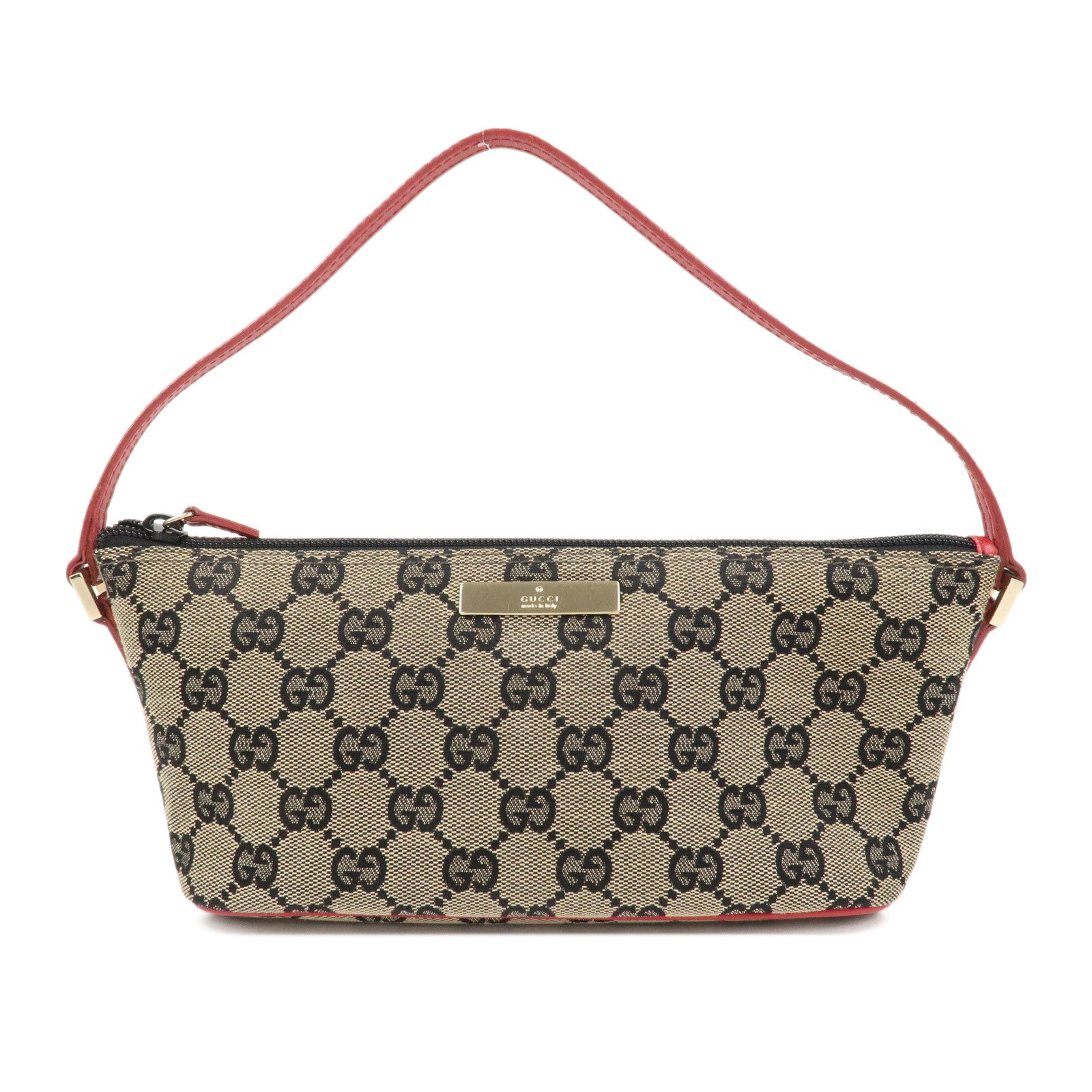 GUCCI GG Canvas Leather Accessory Pouch Hand Bag 039.1103