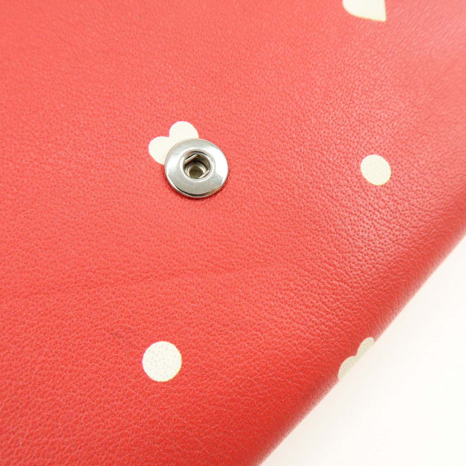 BALENCIAGA The Papier Leather Long Wallet Heart Dots Red 499207