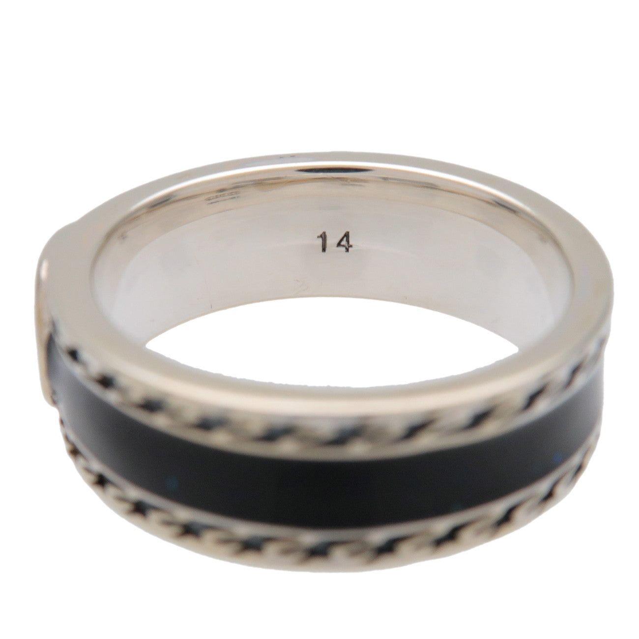 GUCCI Interlocking G Glitter Ring SV925 Enamel Silver #14 645573