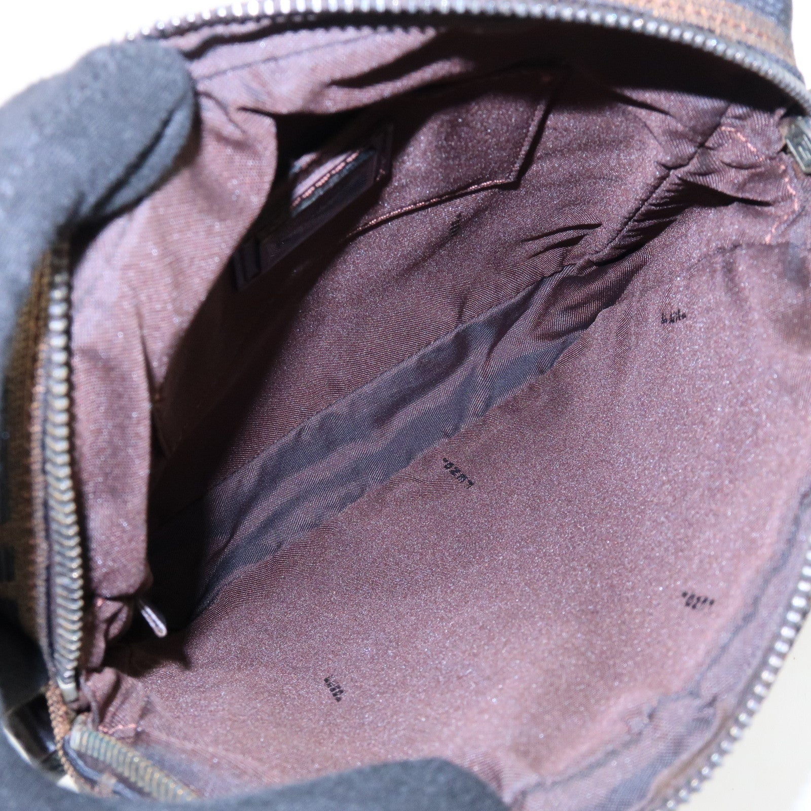 FENDI Zucca Canvas Leather Shoulder Bag Crossbody Bag Brown 8BT053