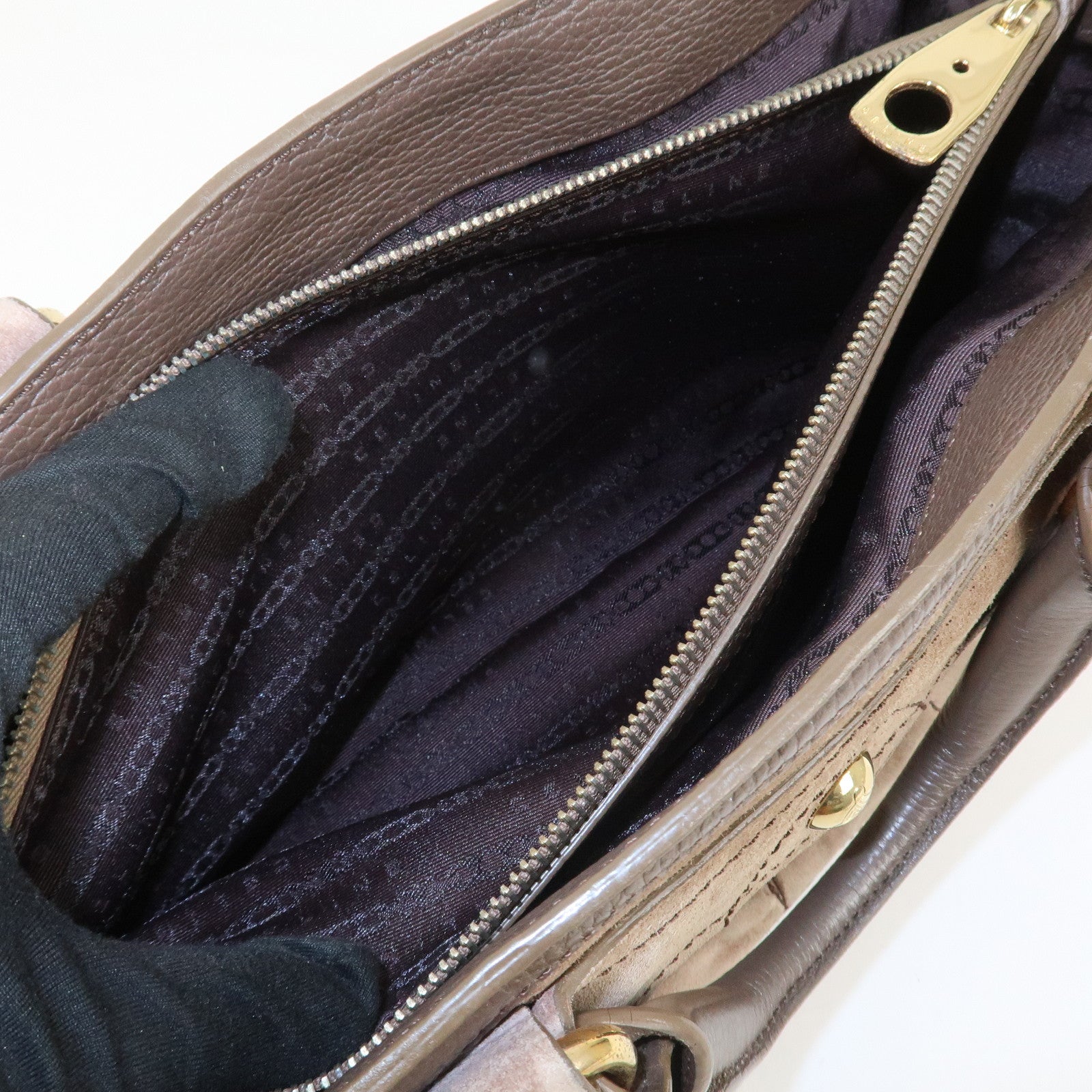 CELINE Boogie Bag Suede Leather Hand Bag Beige Brown